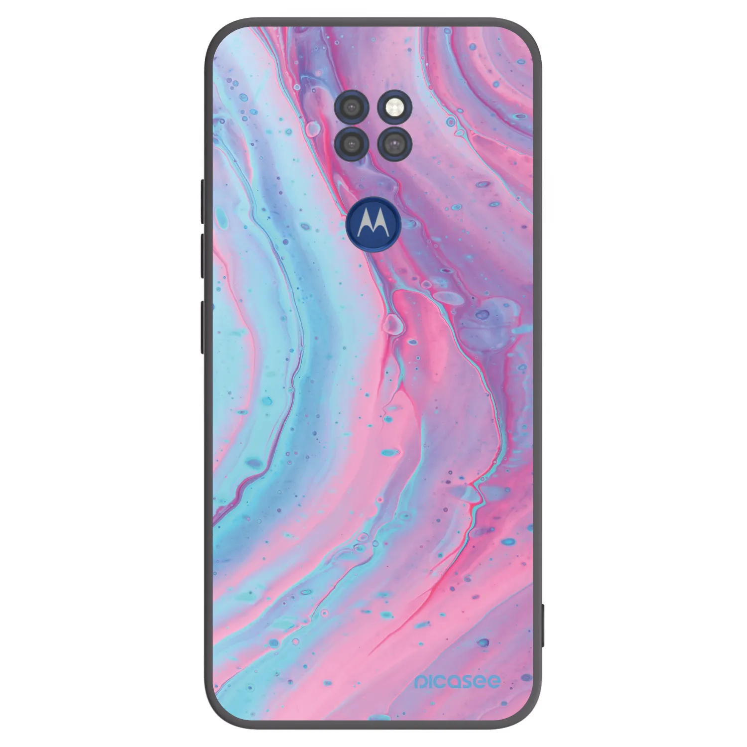 Picasee crna silikonska maskica za Motorola Moto G9 Play - Pink liquid