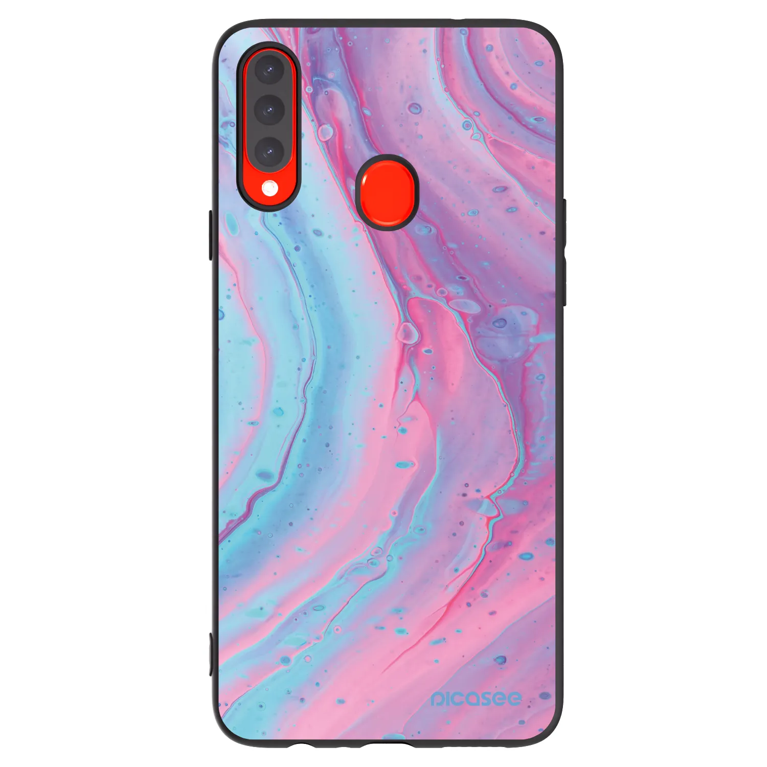 Picasee crna silikonska maskica za Samsung Galaxy A20s - Pink liquid