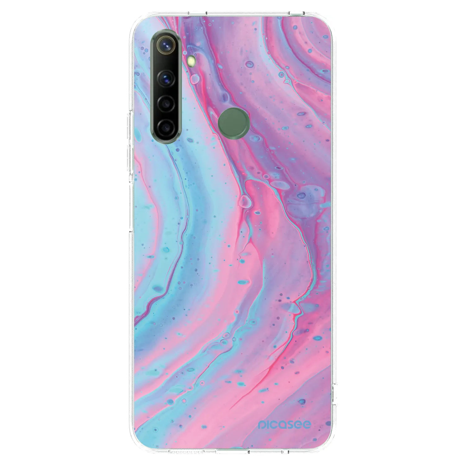 Picasee silikonska prozirna maskica za Realme 6i - Pink liquid