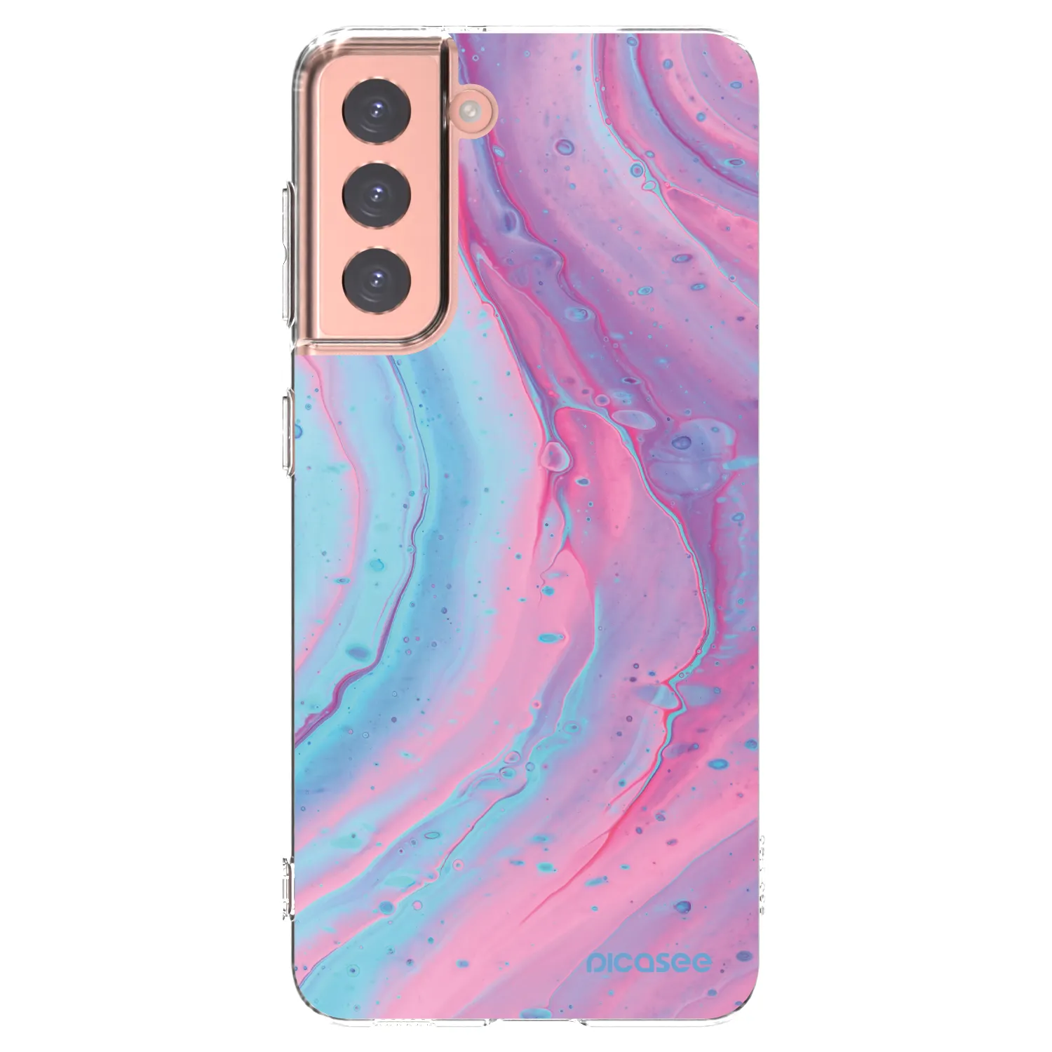 Picasee silikonska prozirna maskica za Samsung Galaxy S21 5G G991B - Pink liquid