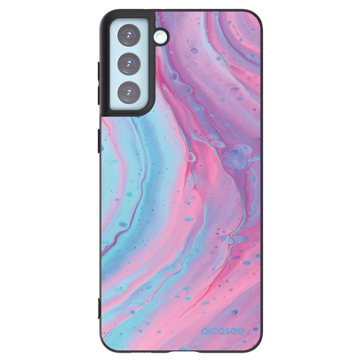 Picasee crna silikonska maskica za Samsung Galaxy S21+ 5G G996F - Pink liquid