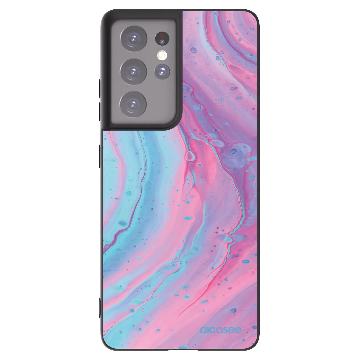 Picasee crna silikonska maskica za Samsung Galaxy S21 Ultra 5G G998B - Pink liquid