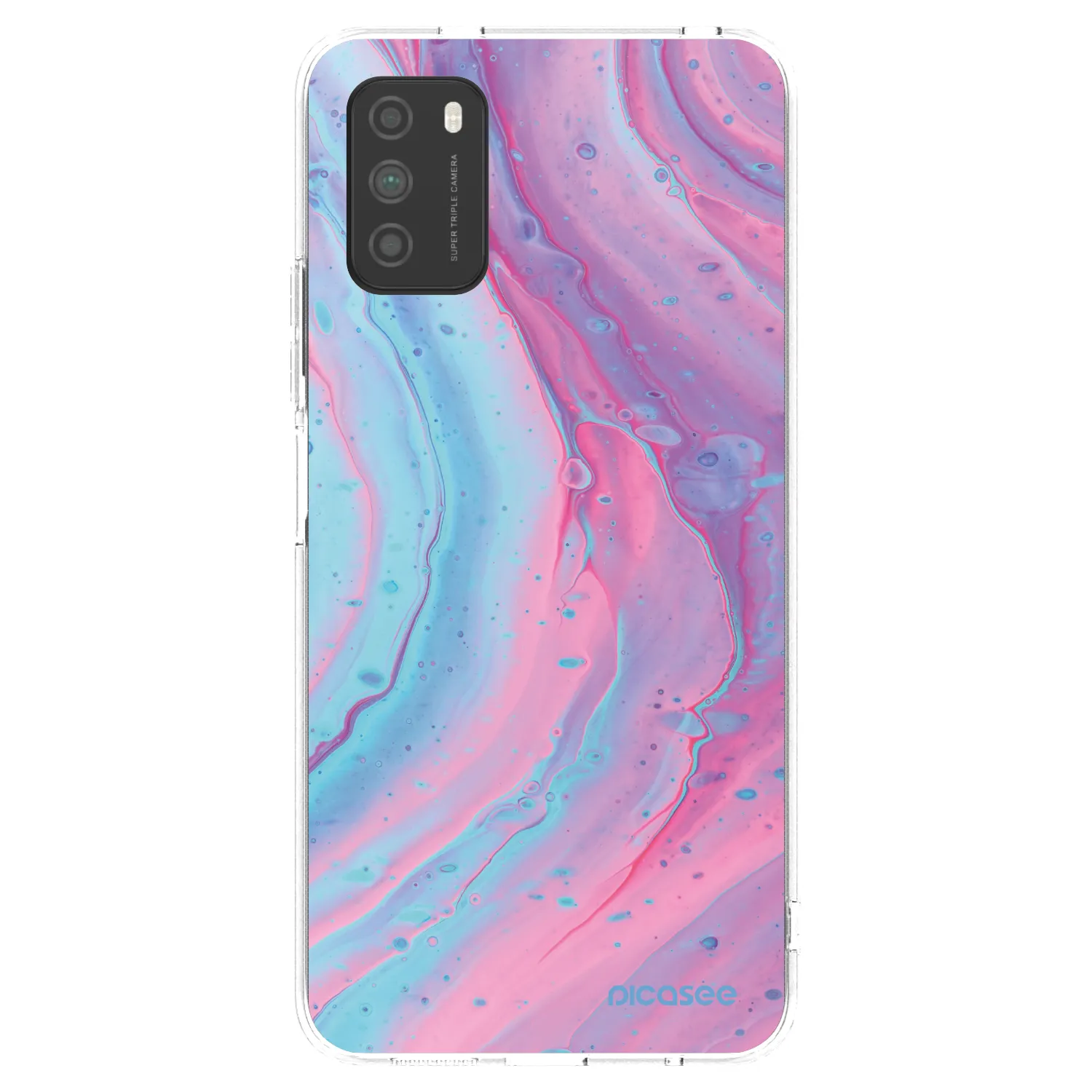 Picasee silikonska prozirna maskica za Xiaomi Poco M3 - Pink liquid