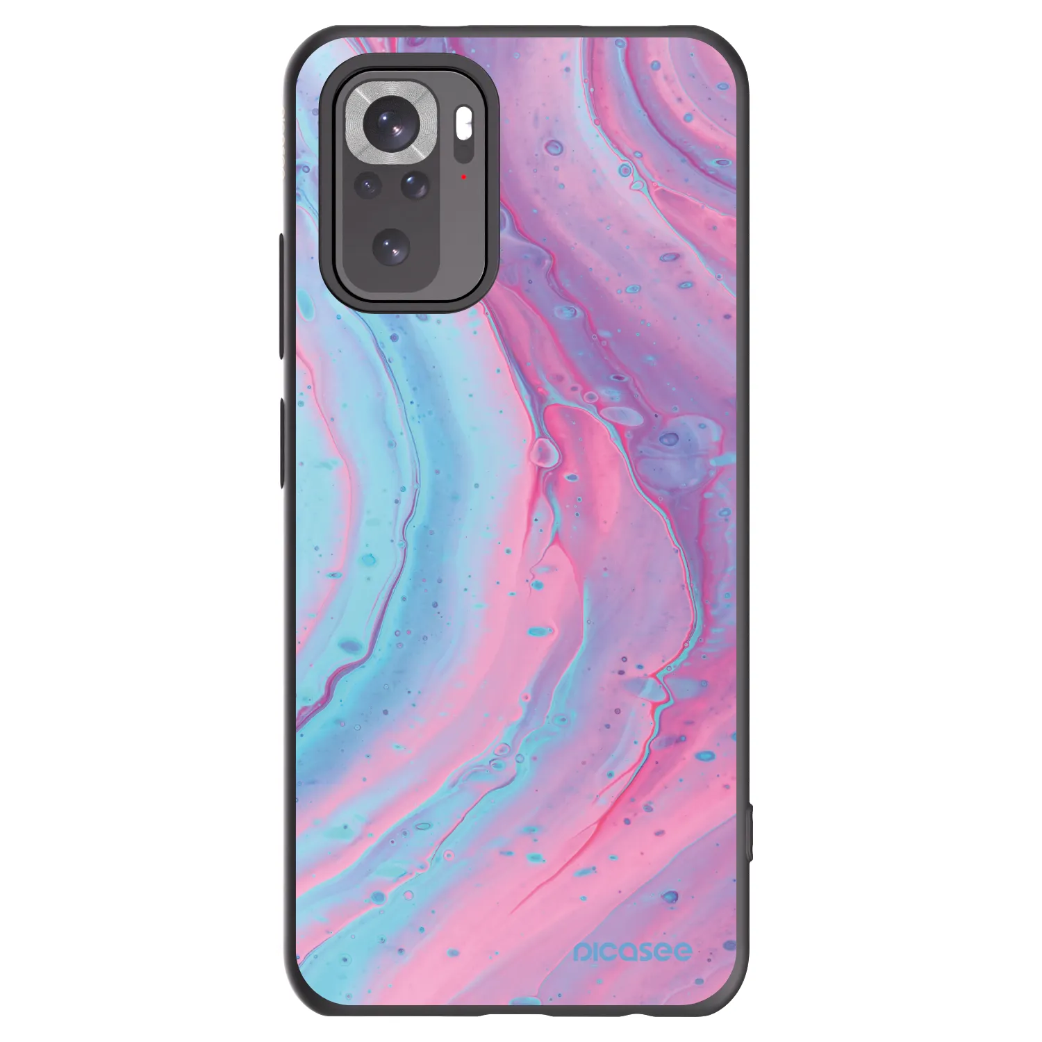 Picasee crna silikonska maskica za Xiaomi Redmi Note 10S - Pink liquid