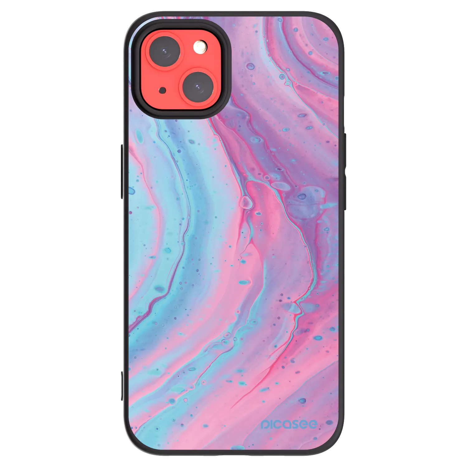 Picasee crna silikonska maskica za Apple iPhone 13 - Pink liquid