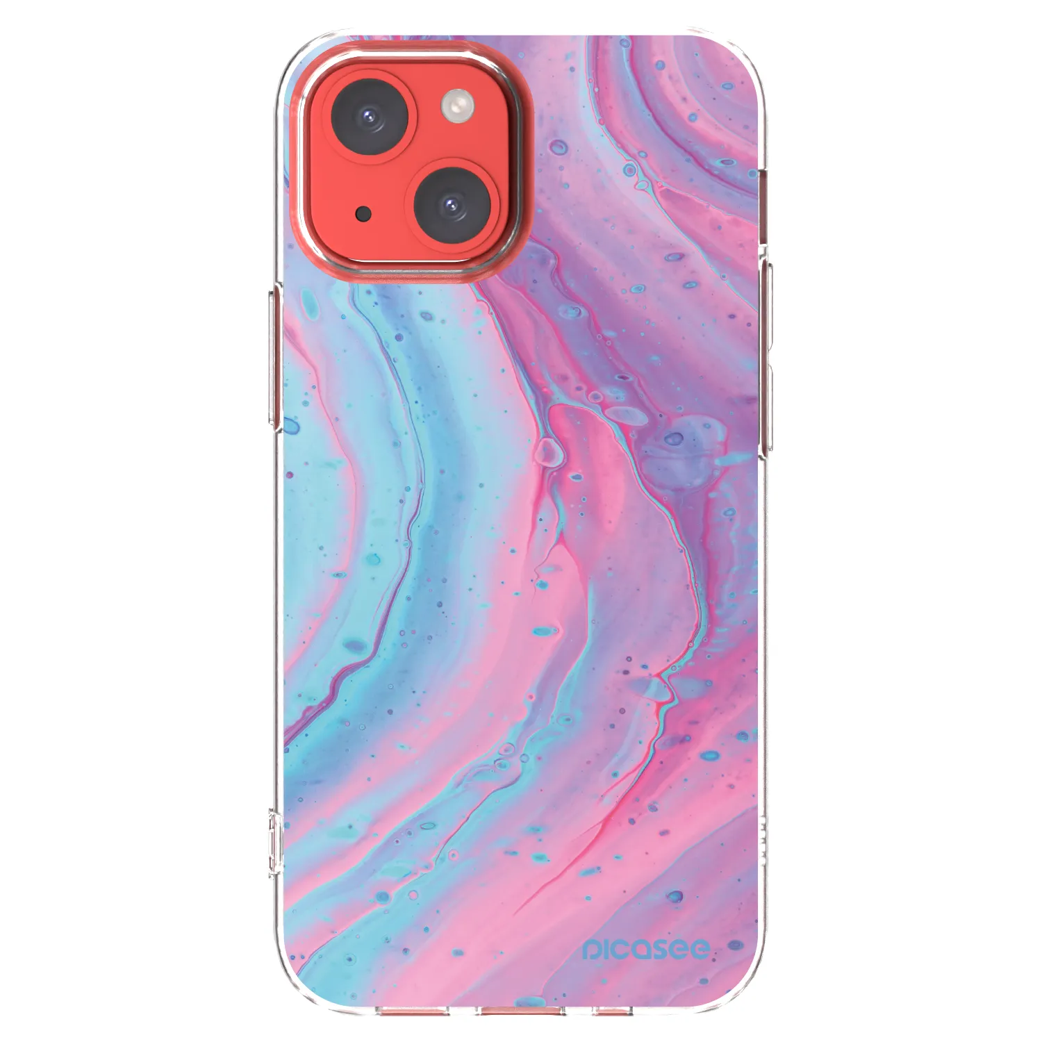 Picasee silikonska prozirna maskica za Apple iPhone 13 mini - Pink liquid