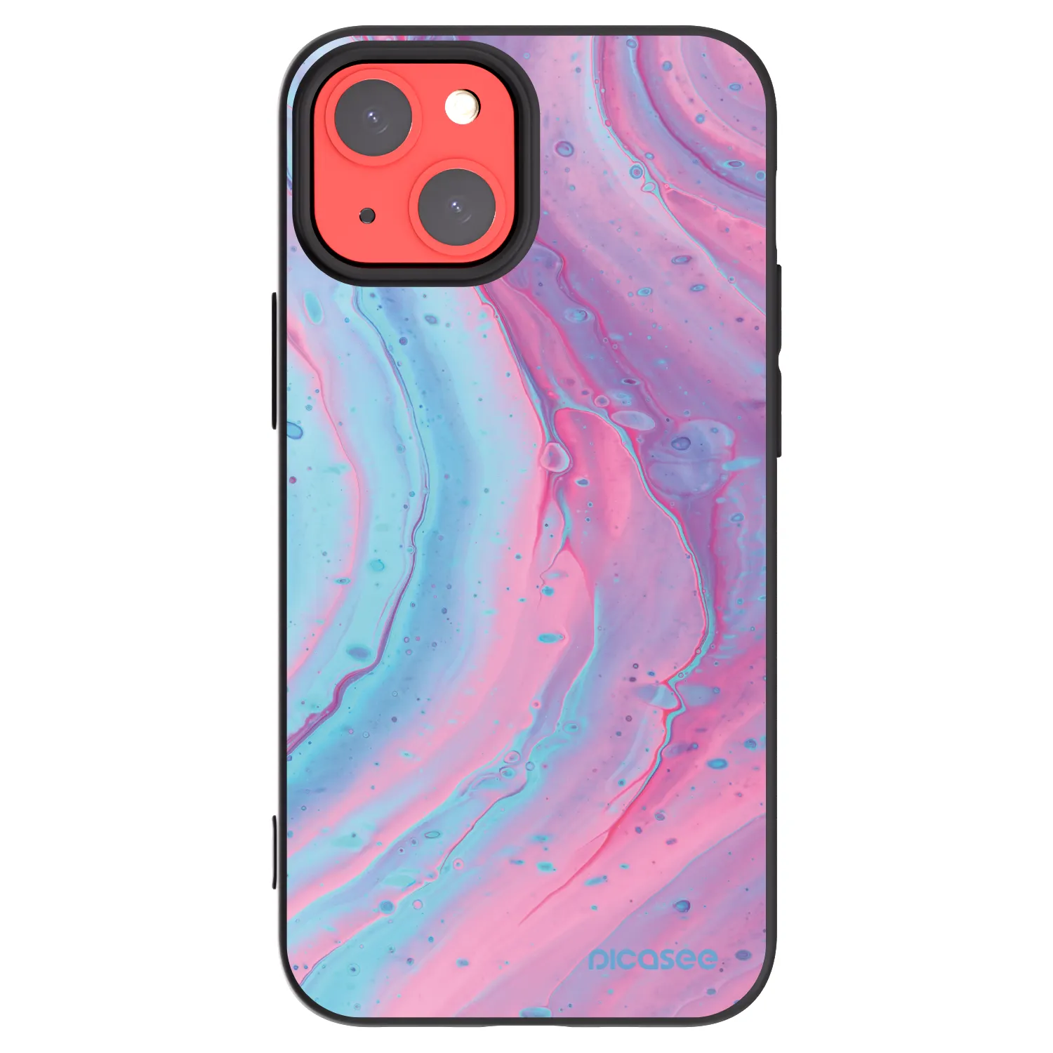 Picasee crna silikonska maskica za Apple iPhone 13 mini - Pink liquid