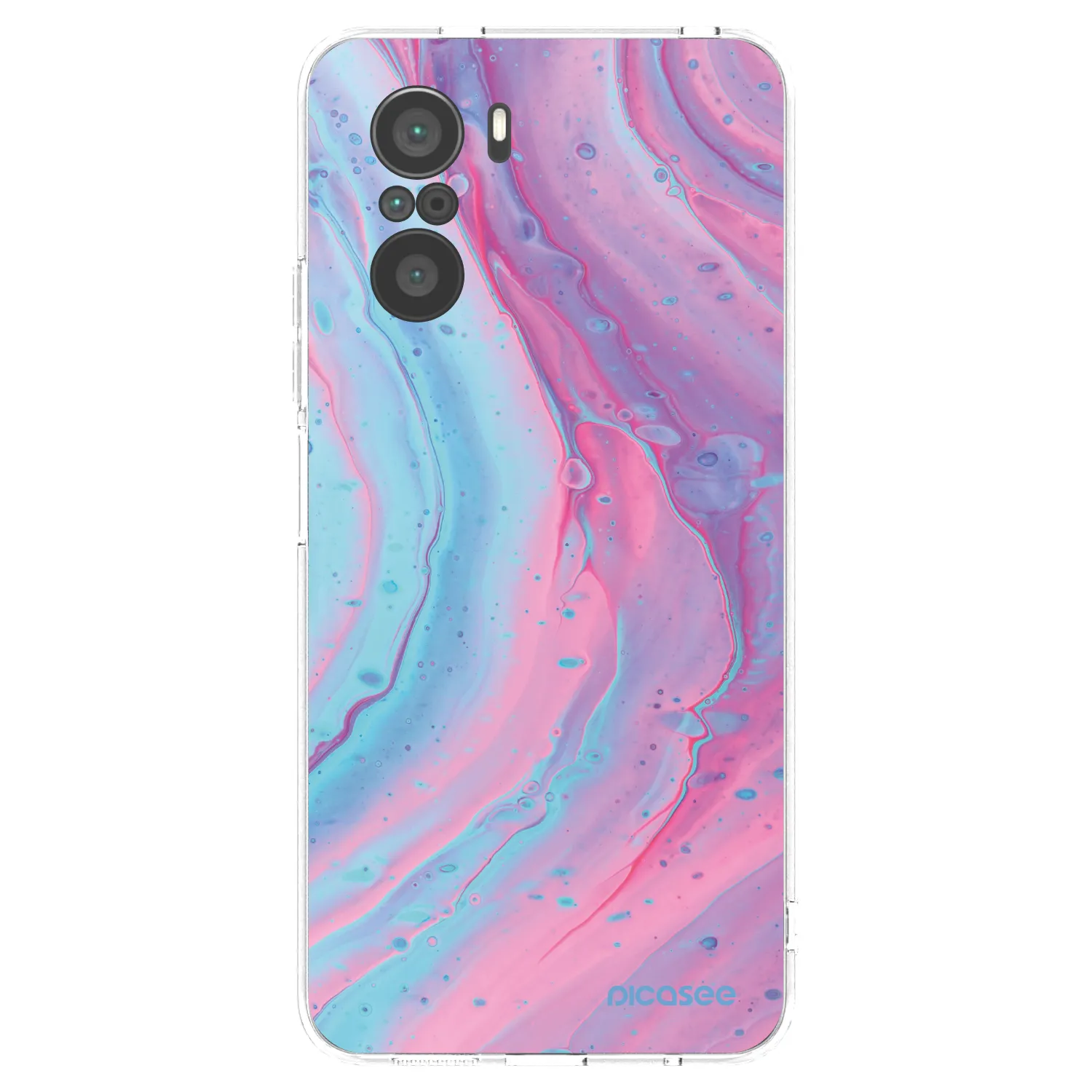 Picasee silikonska prozirna maskica za Xiaomi Poco F3 - Pink liquid