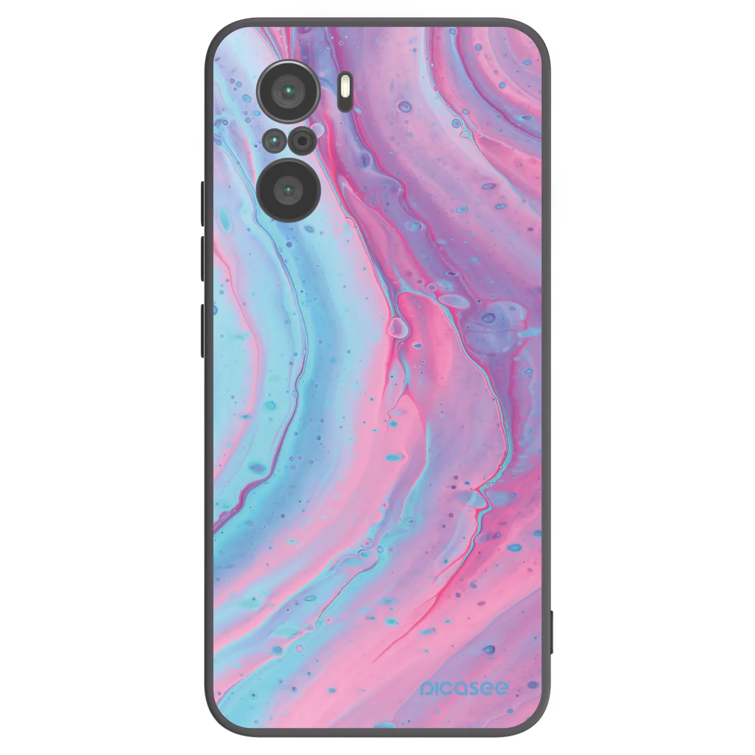 Picasee crna silikonska maskica za Xiaomi Poco F3 - Pink liquid