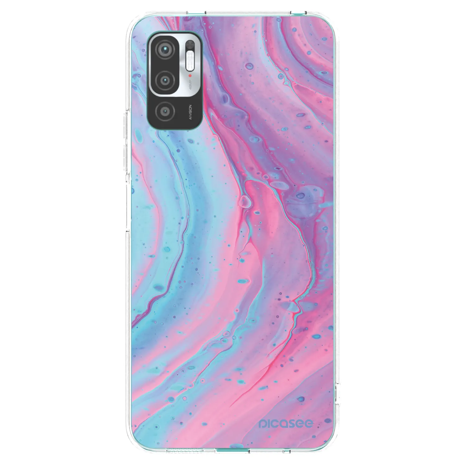 Picasee silikonska prozirna maskica za Xiaomi Redmi Note 10 5G - Pink liquid