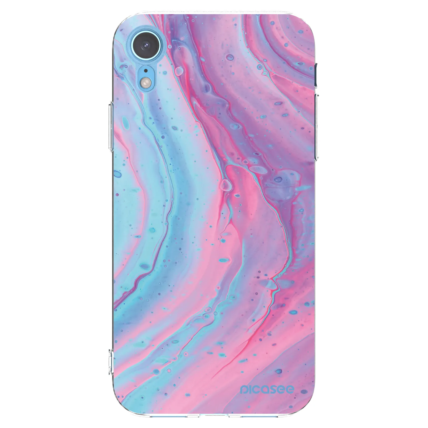 Picasee silikonska prozirna maskica za Apple iPhone XR - Pink liquid