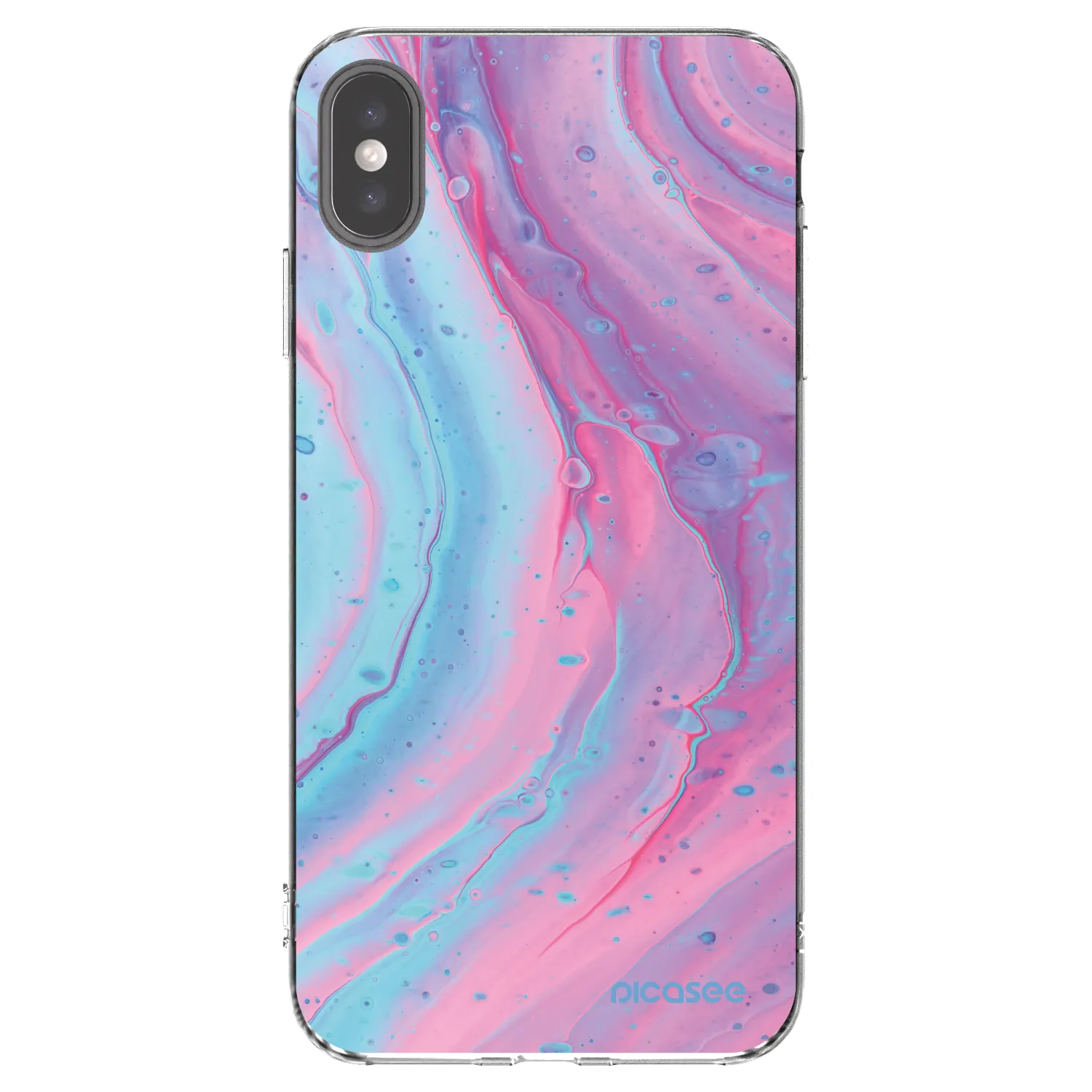 Picasee silikonska prozirna maskica za Apple iPhone XS Max - Pink liquid