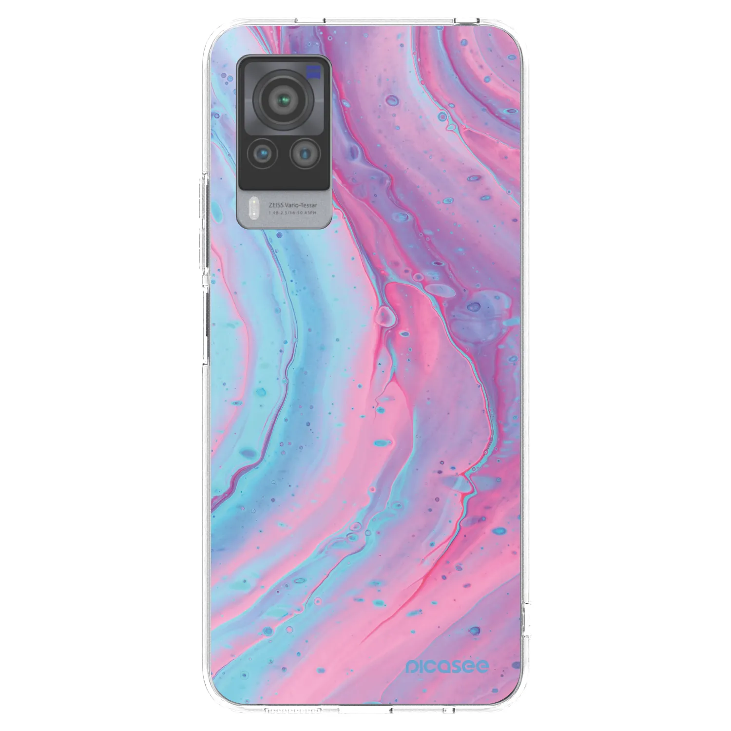 Picasee silikonska prozirna maskica za Vivo X60 Pro 5G - Pink liquid