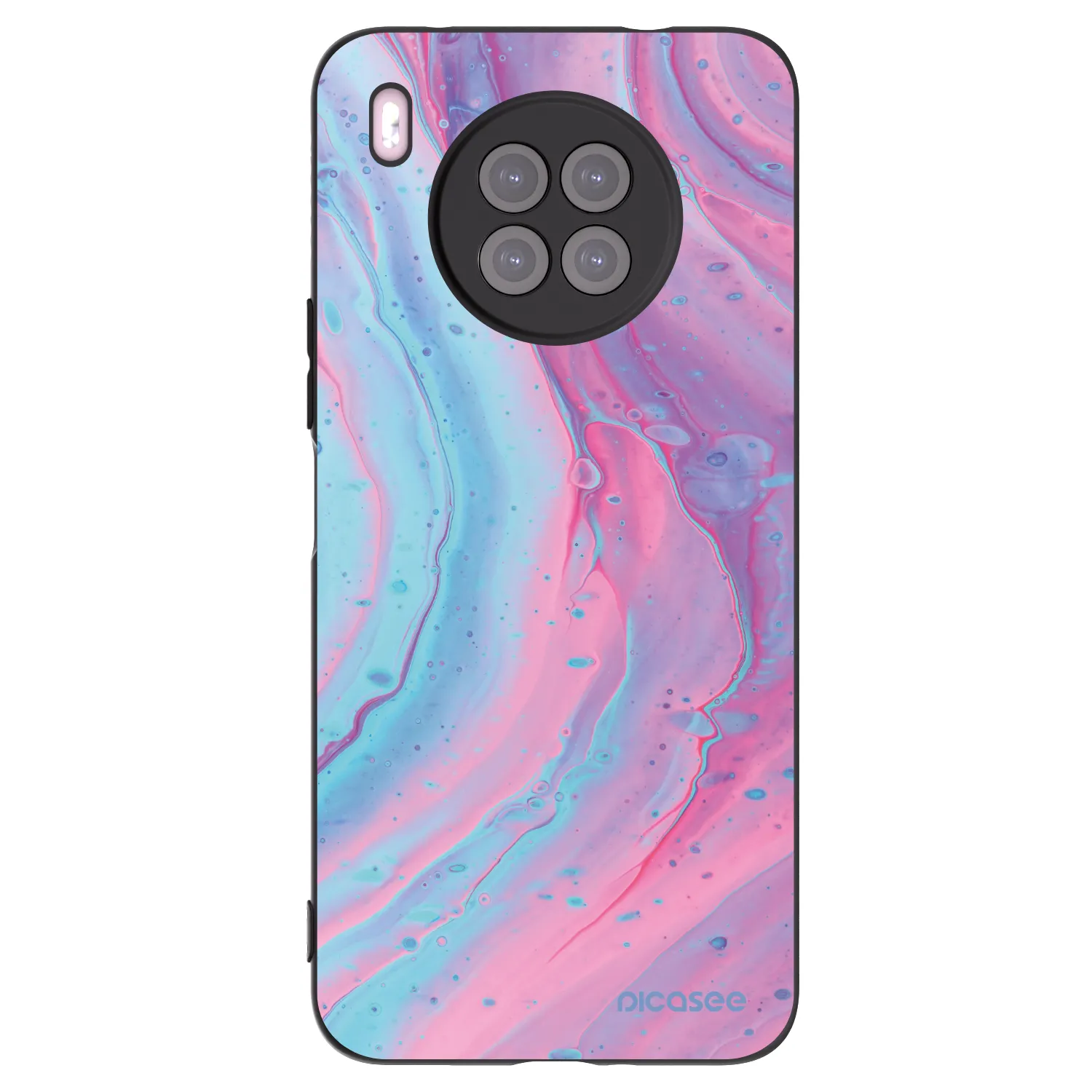 Picasee crna silikonska maskica za Huawei Nova 8i - Pink liquid