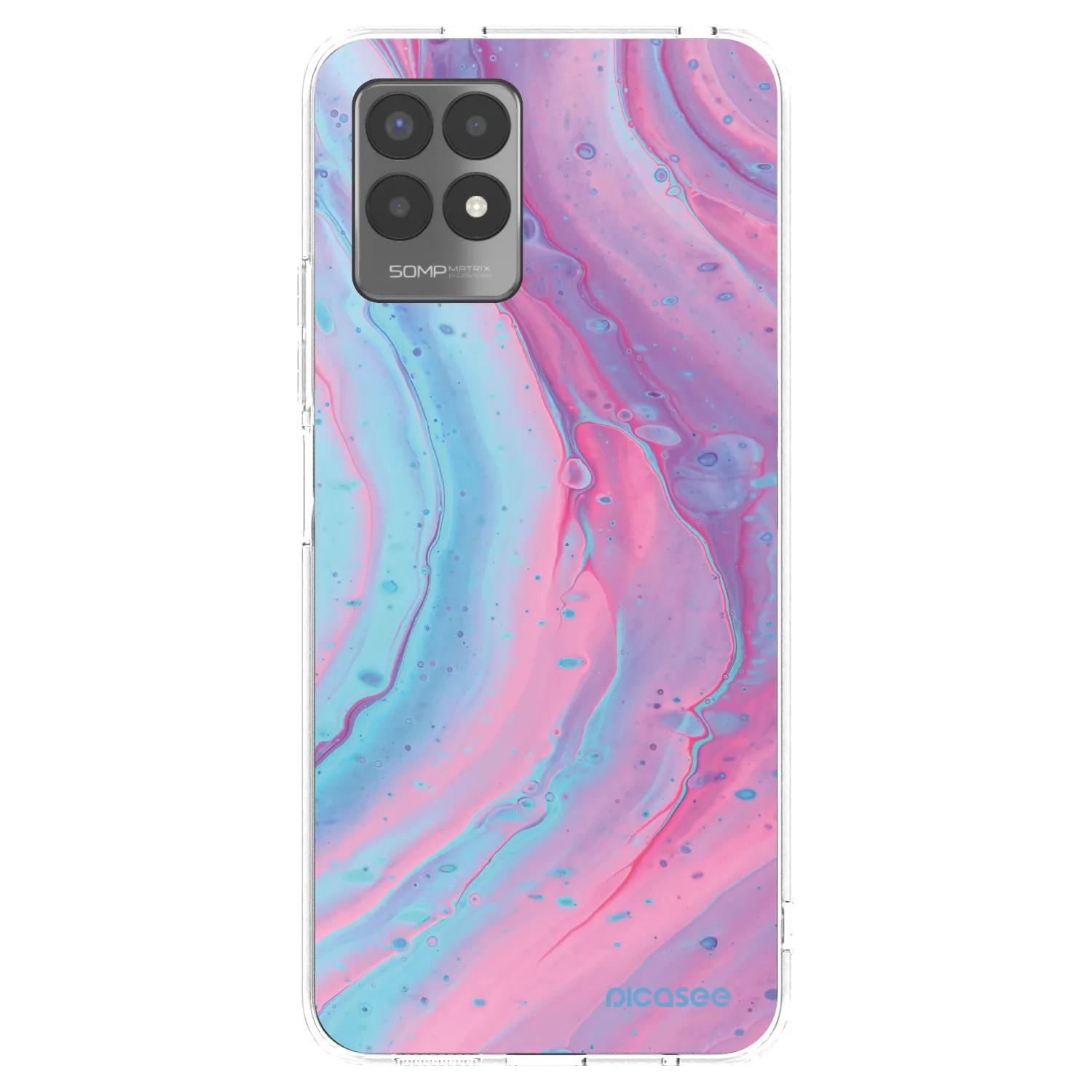 Picasee silikonska prozirna maskica za Realme 8i - Pink liquid