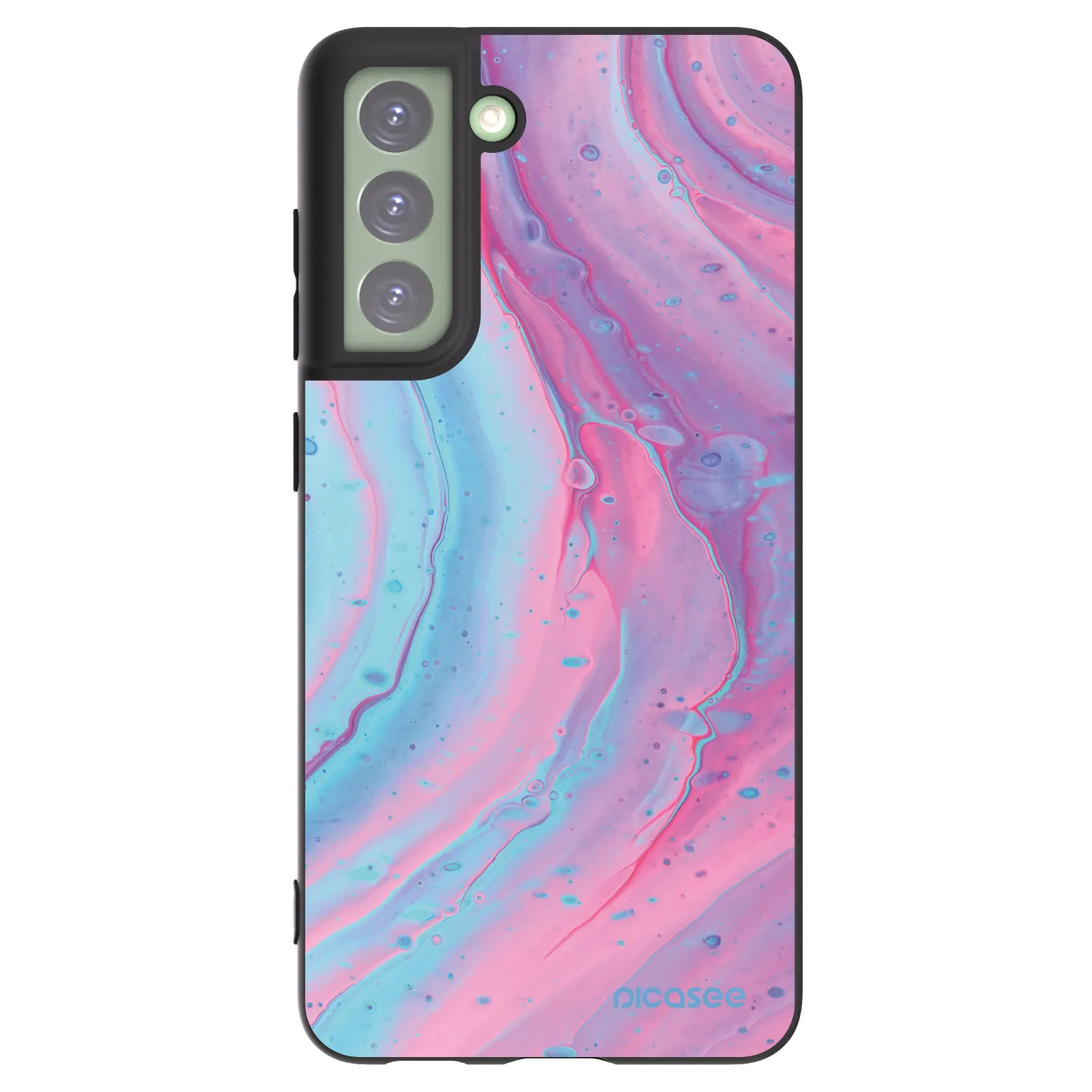 Picasee crna silikonska maskica za Samsung Galaxy S21 FE 5G - Pink liquid