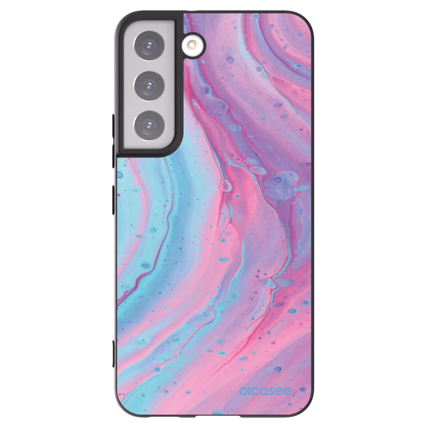 Picasee crna silikonska maskica za Samsung Galaxy S22 5G - Pink liquid