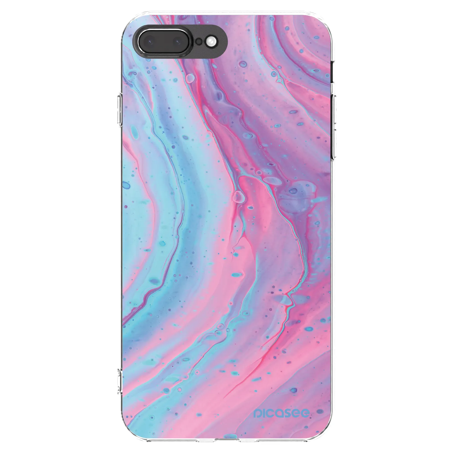 Picasee silikonska prozirna maskica za Apple iPhone 7 Plus - Pink liquid