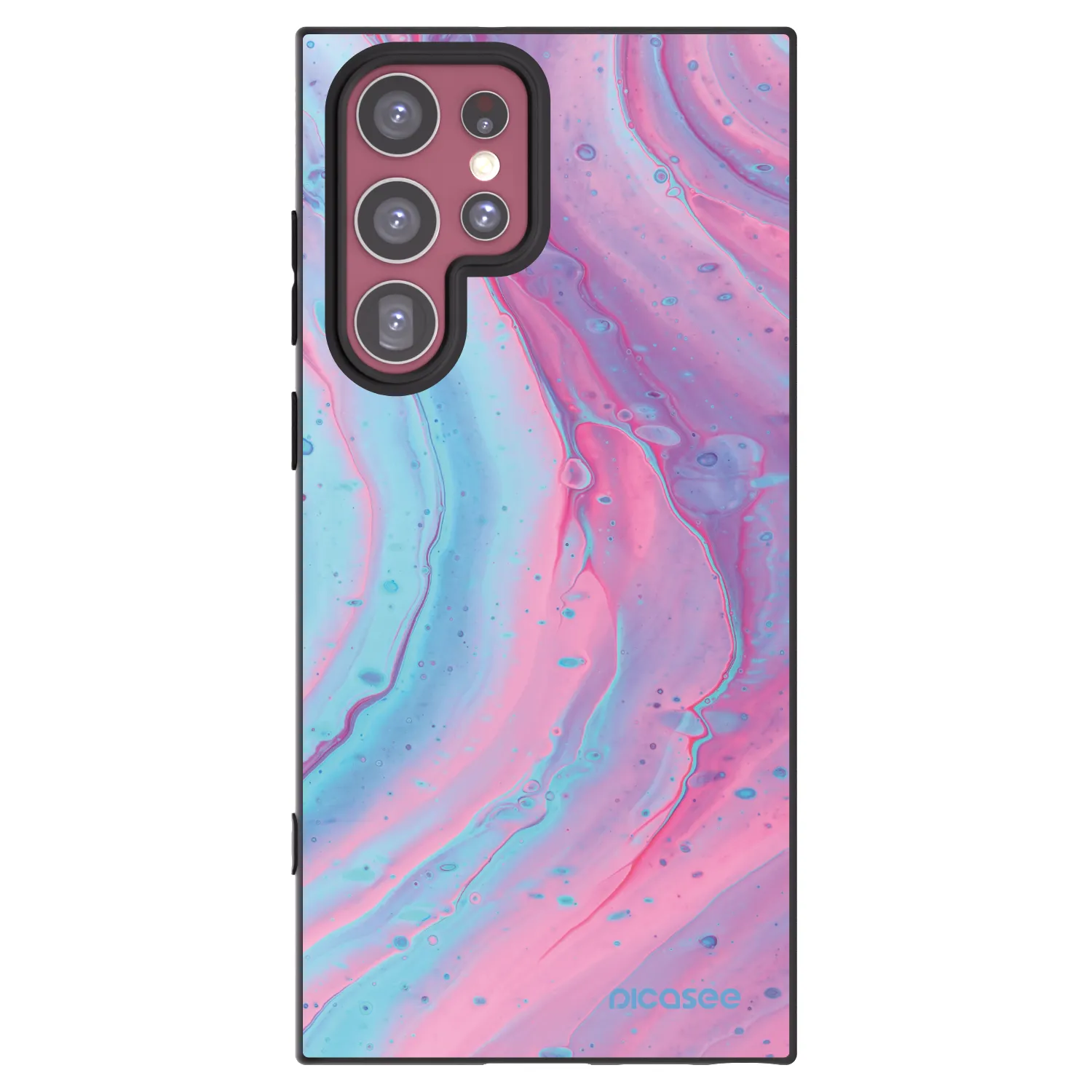 Picasee crna silikonska maskica za Samsung Galaxy S22 Ultra 5G - Pink liquid