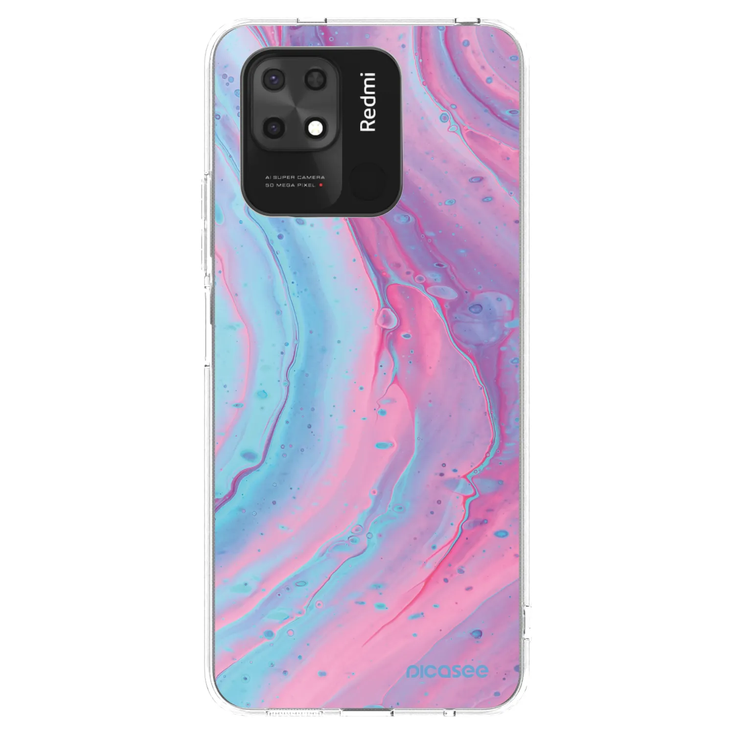 Picasee silikonska prozirna maskica za Xiaomi Redmi 10C - Pink liquid