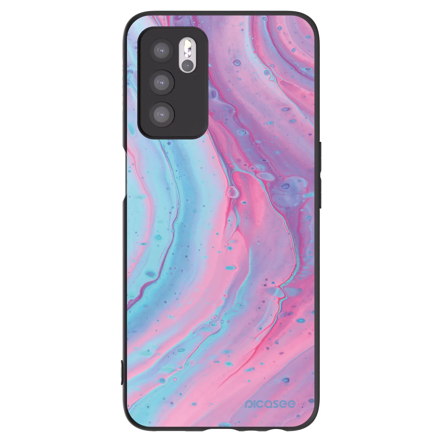Picasee crna silikonska maskica za OPPO A16s - Pink liquid