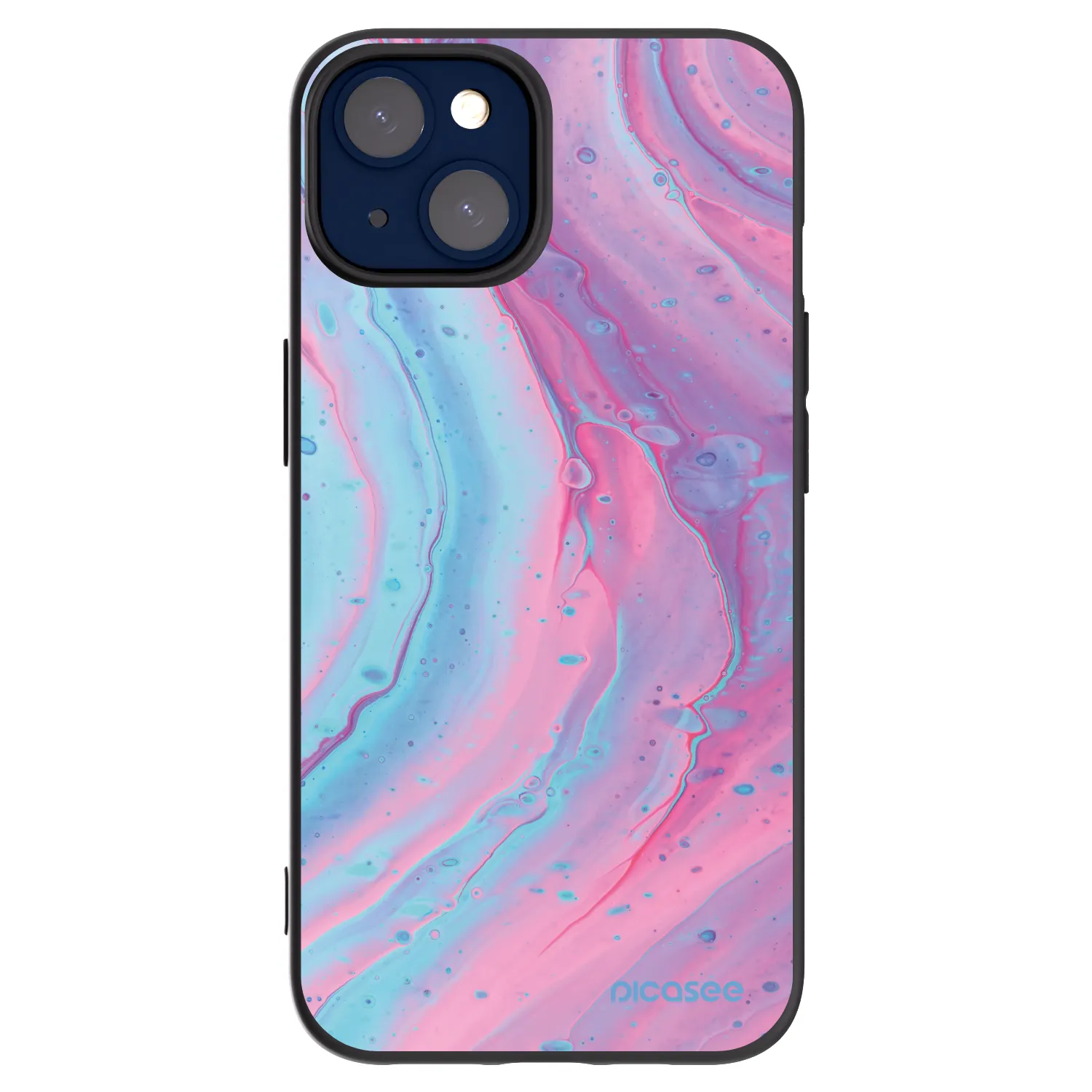 Picasee crna silikonska maskica za Apple iPhone 14 - Pink liquid