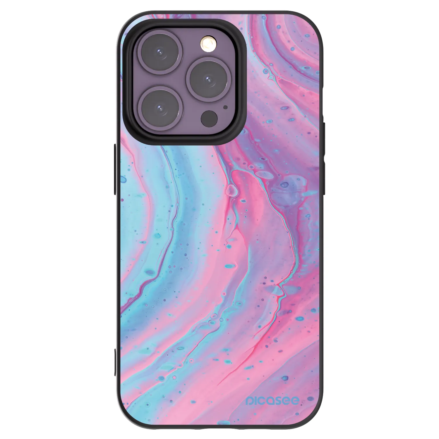 Picasee crna silikonska maskica za Apple iPhone 14 Pro - Pink liquid