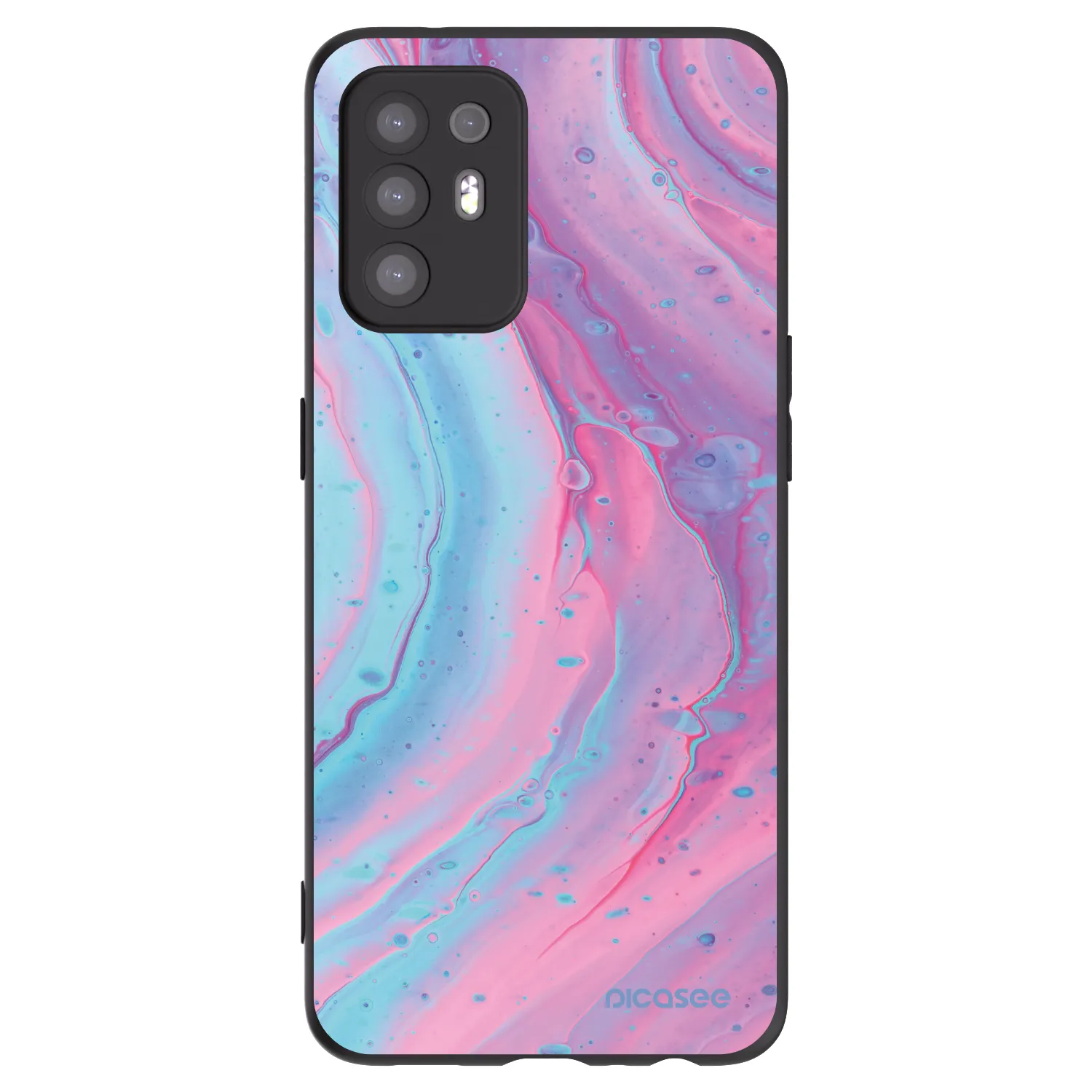 Picasee crna silikonska maskica za OPPO A94 5G - Pink liquid