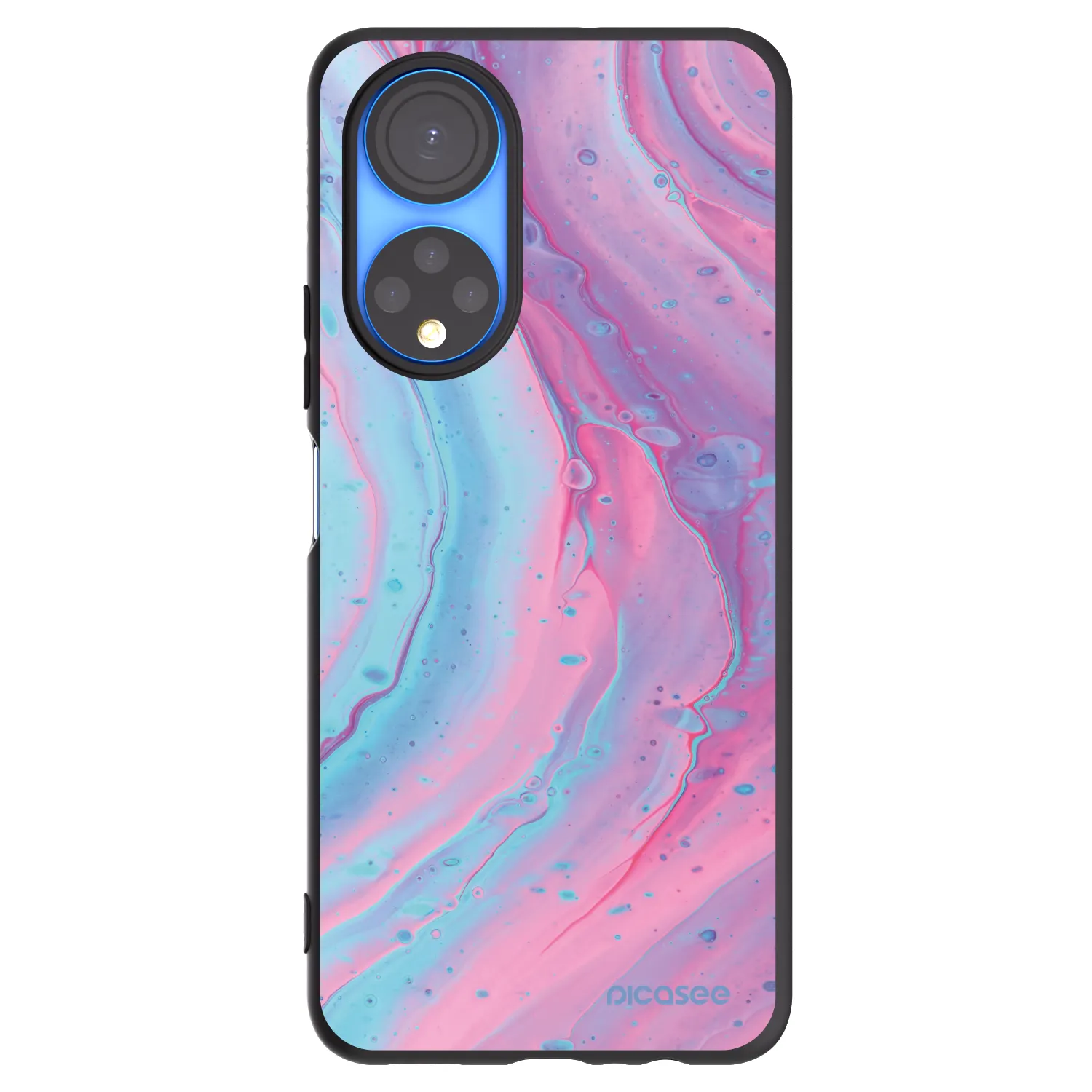 Picasee crna silikonska maskica za Honor X7 - Pink liquid