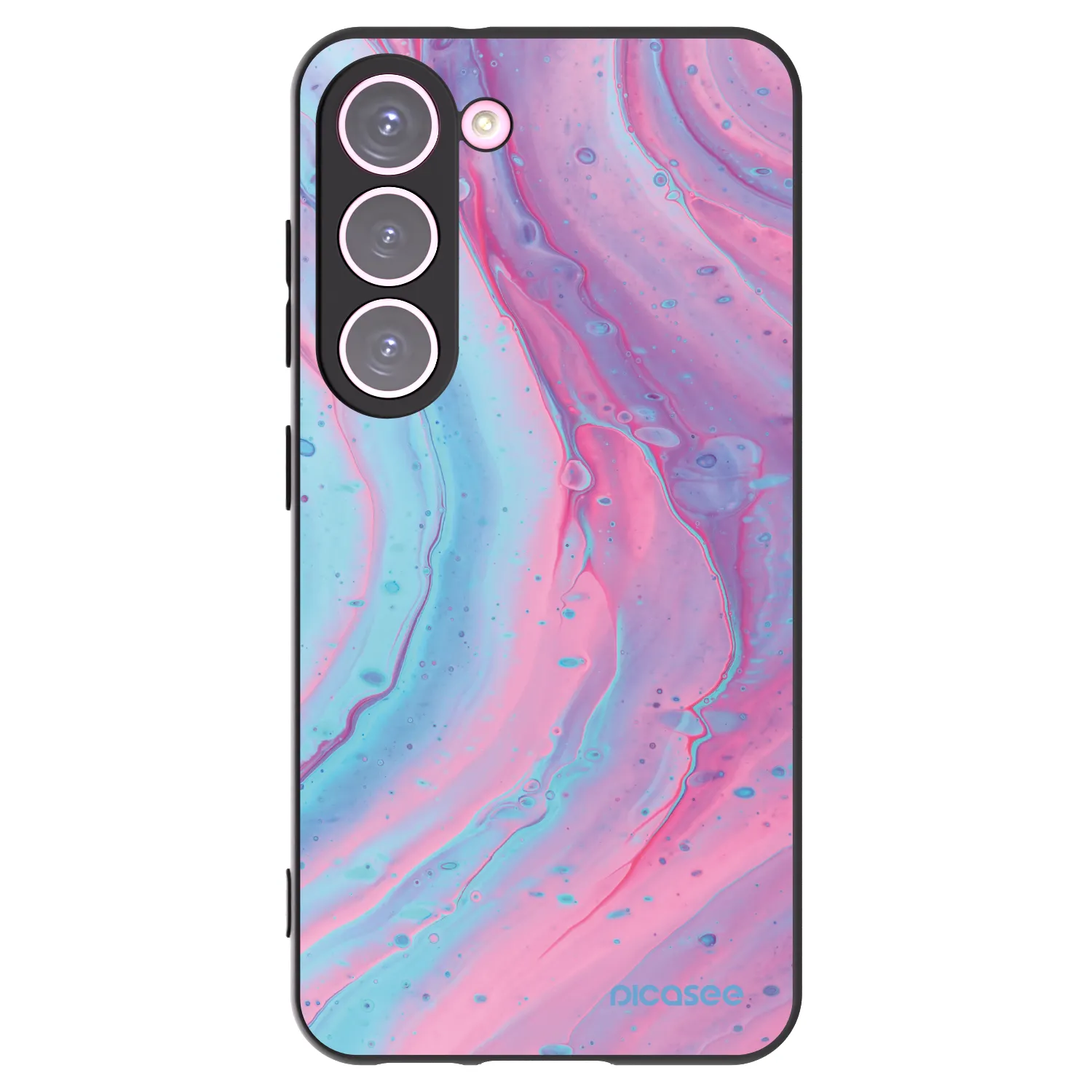 Picasee crna silikonska maskica za Samsung Galaxy S23 5G - Pink liquid
