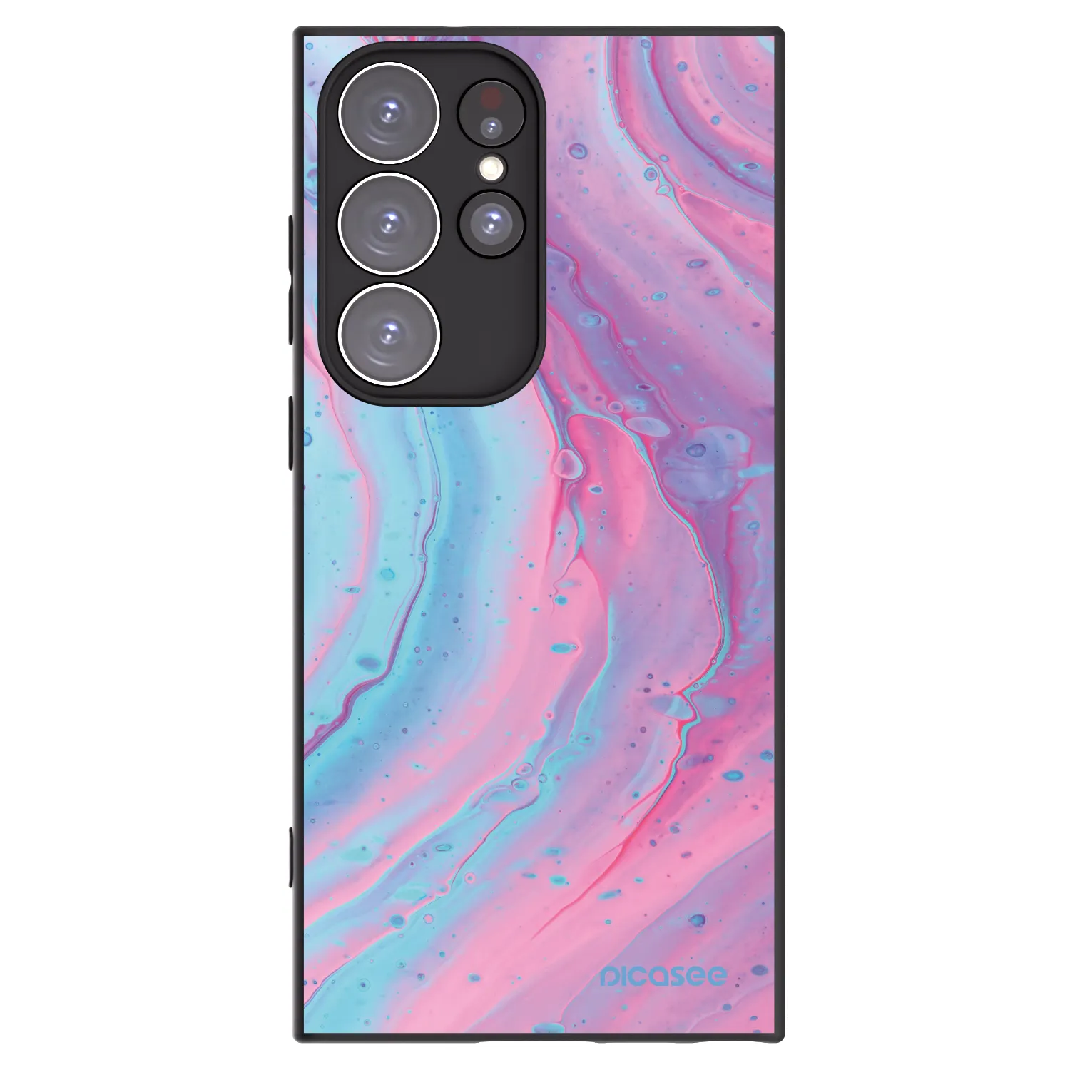 Picasee crna silikonska maskica za Samsung Galaxy S23 Ultra 5G - Pink liquid