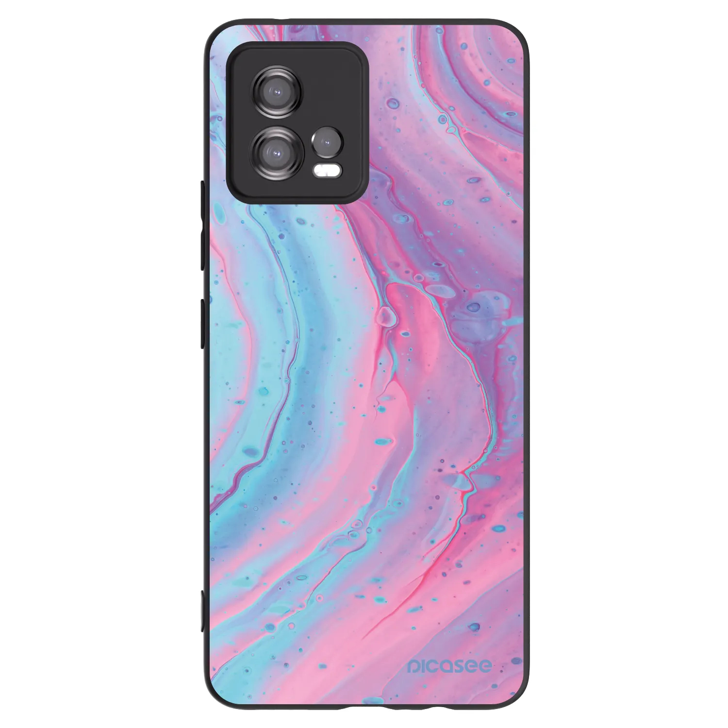 Picasee crna silikonska maskica za Motorola Moto G72 - Pink liquid