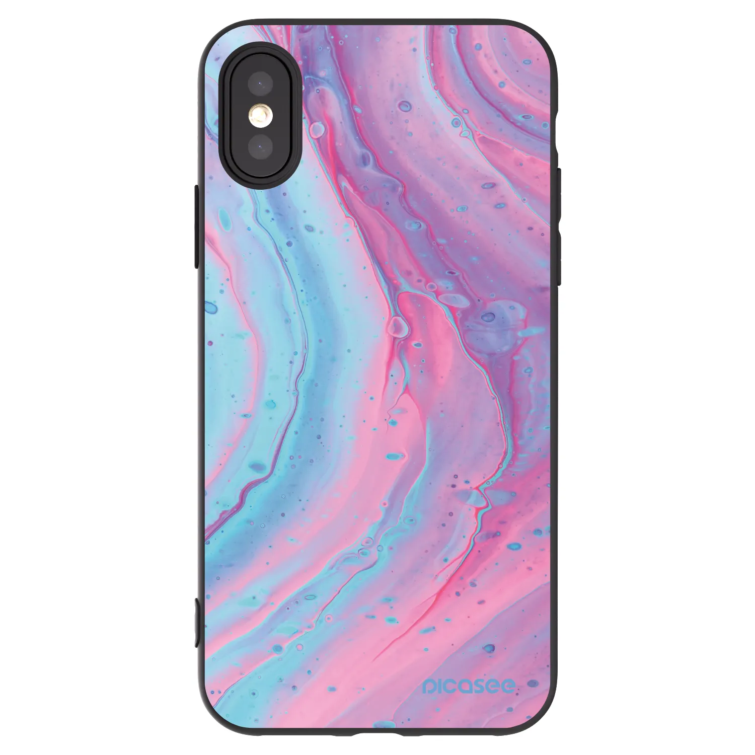 Picasee crna silikonska maskica za Apple iPhone X/XS - Pink liquid