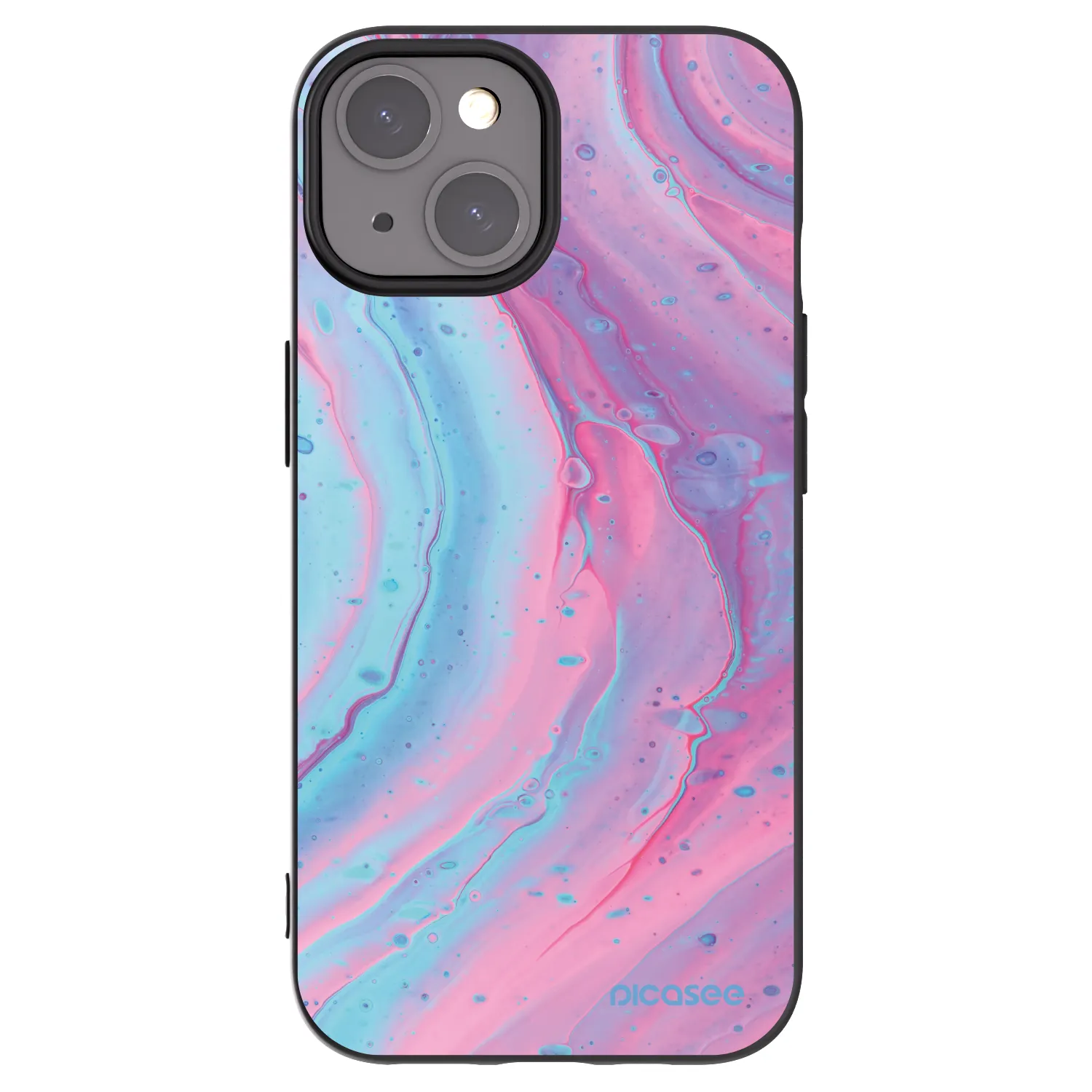 Picasee crna silikonska maskica za Apple iPhone 15 - Pink liquid