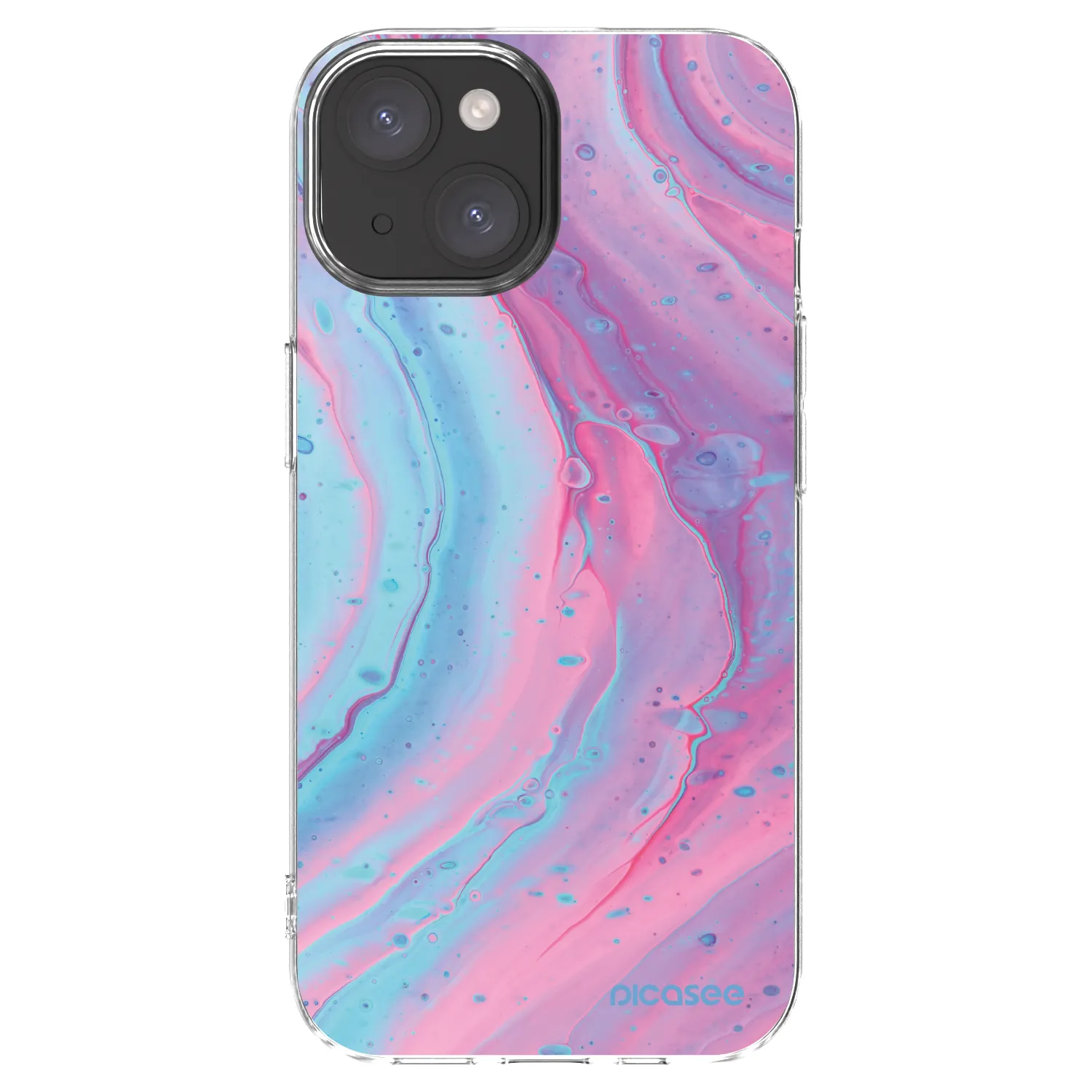 Picasee silikonska prozirna maskica za Apple iPhone 15 - Pink liquid