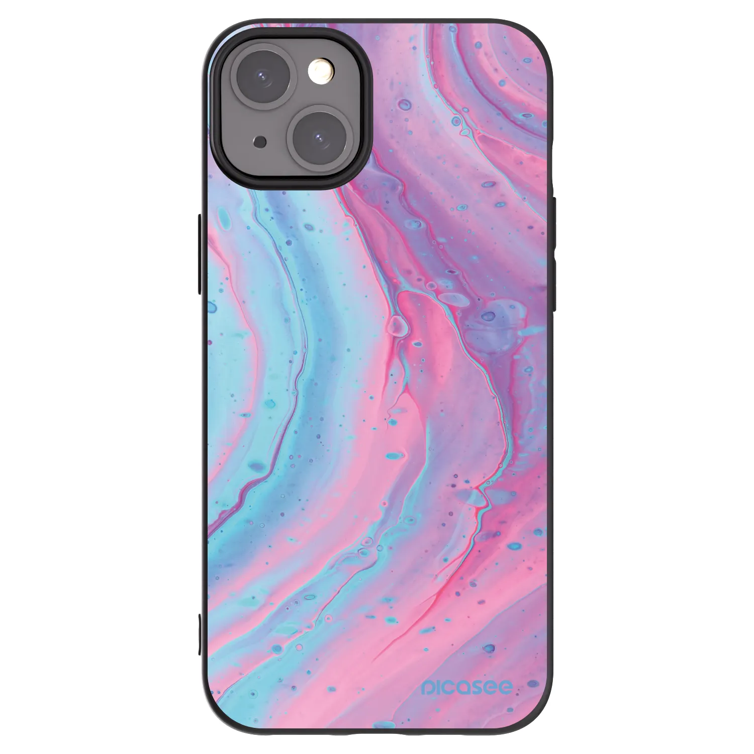 Picasee crna silikonska maskica za Apple iPhone 15 Plus - Pink liquid