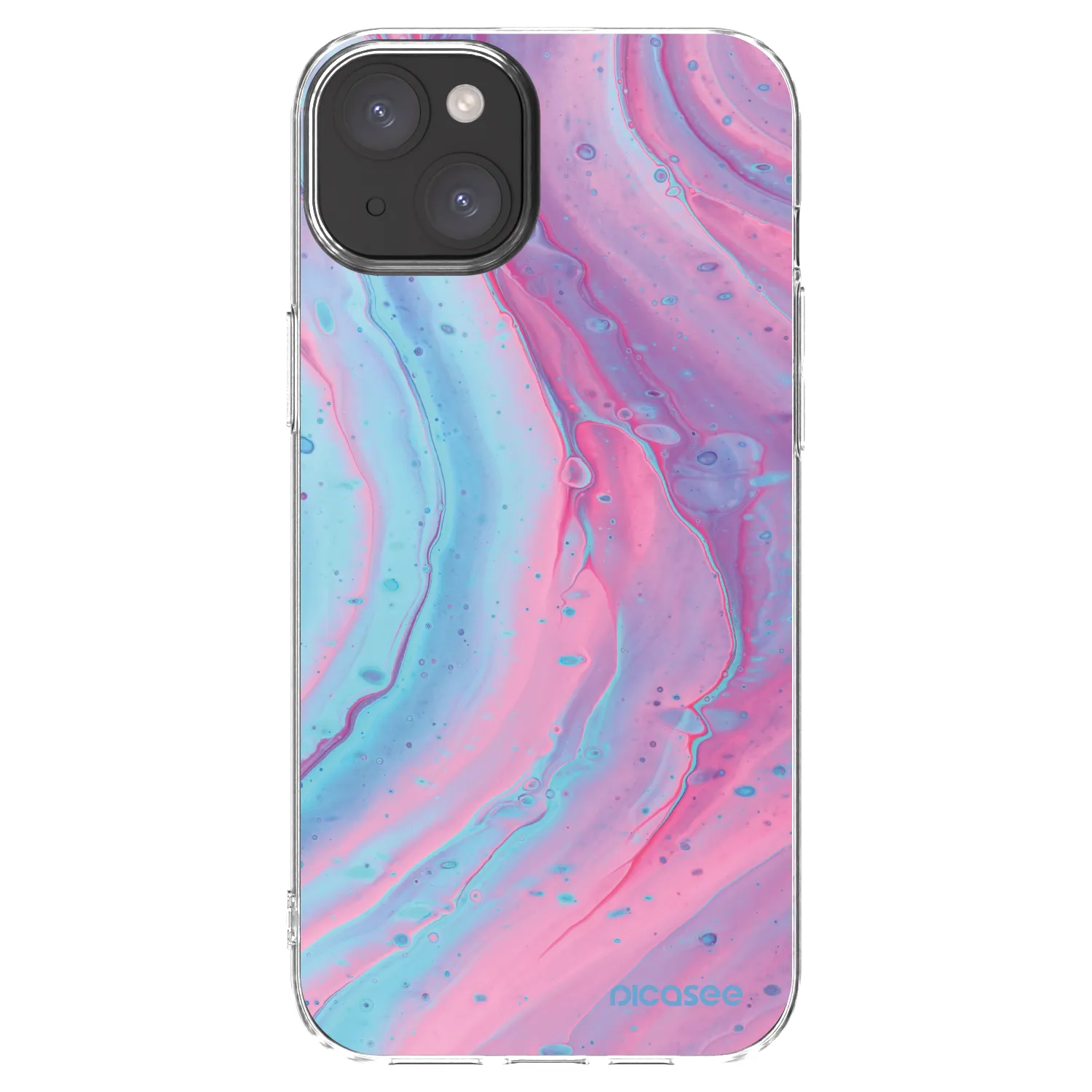 Picasee silikonska prozirna maskica za Apple iPhone 15 Plus - Pink liquid