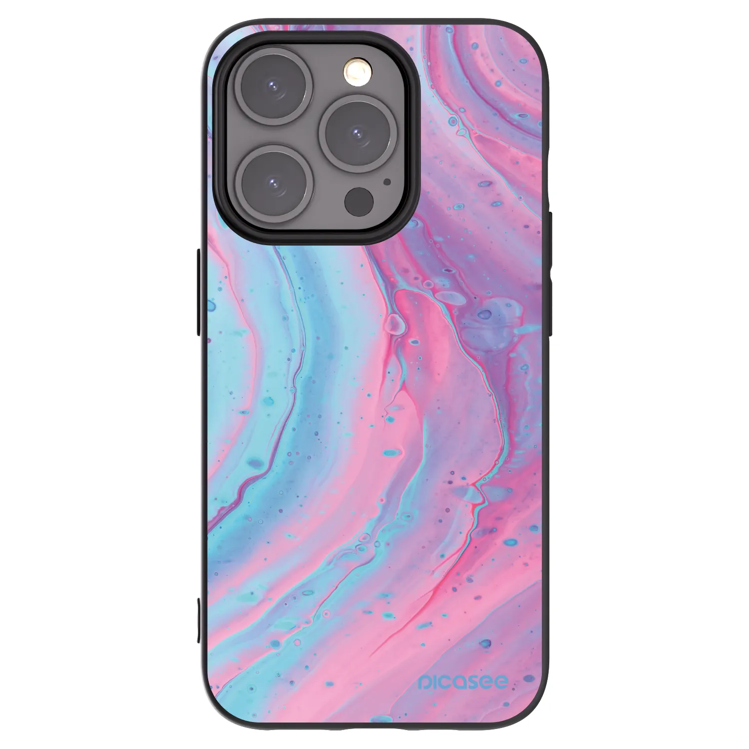 Picasee crna silikonska maskica za Apple iPhone 15 Pro - Pink liquid