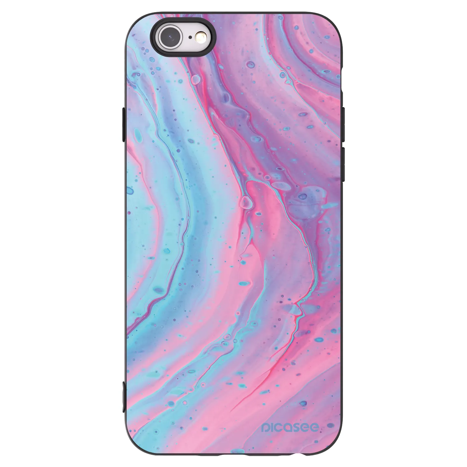 Picasee crna silikonska maskica za Apple iPhone 6/6S - Pink liquid