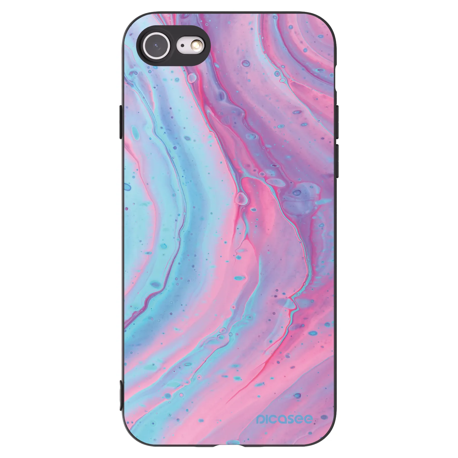 Picasee crna silikonska maskica za Apple iPhone 7 - Pink liquid
