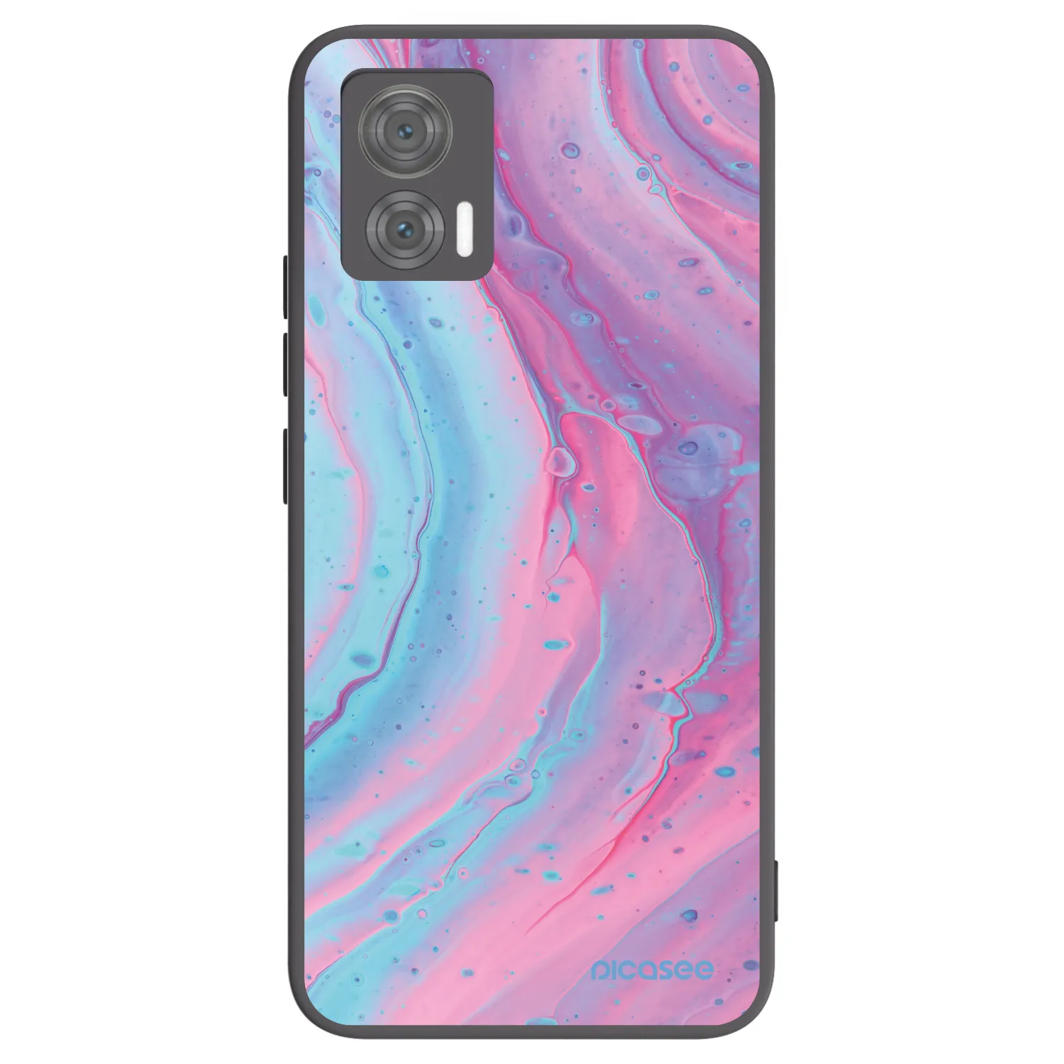 Picasee crna silikonska maskica za Motorola Edge 30 Neo - Pink liquid