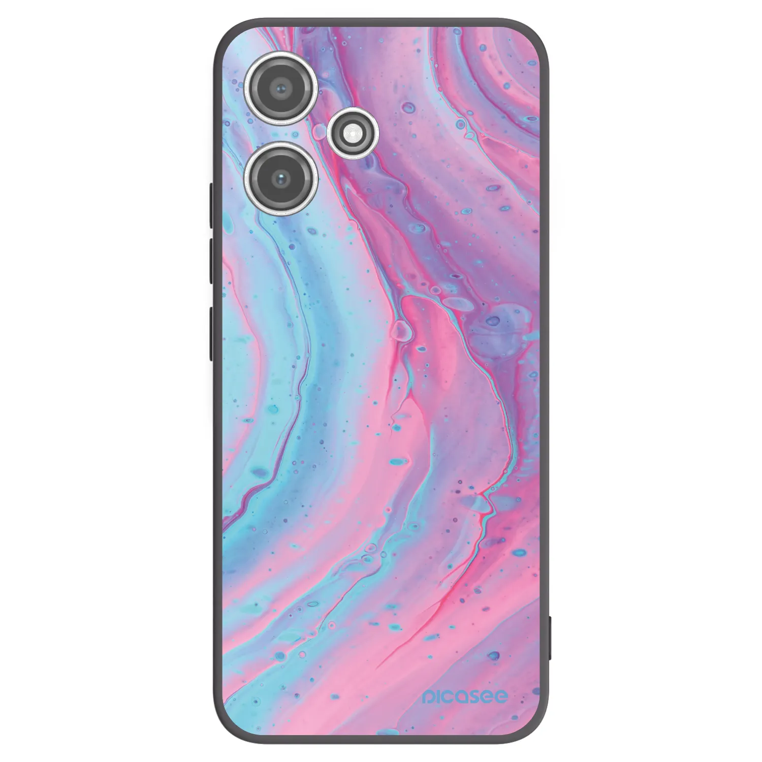 Picasee crna silikonska maskica za Xiaomi Redmi 12 5G - Pink liquid