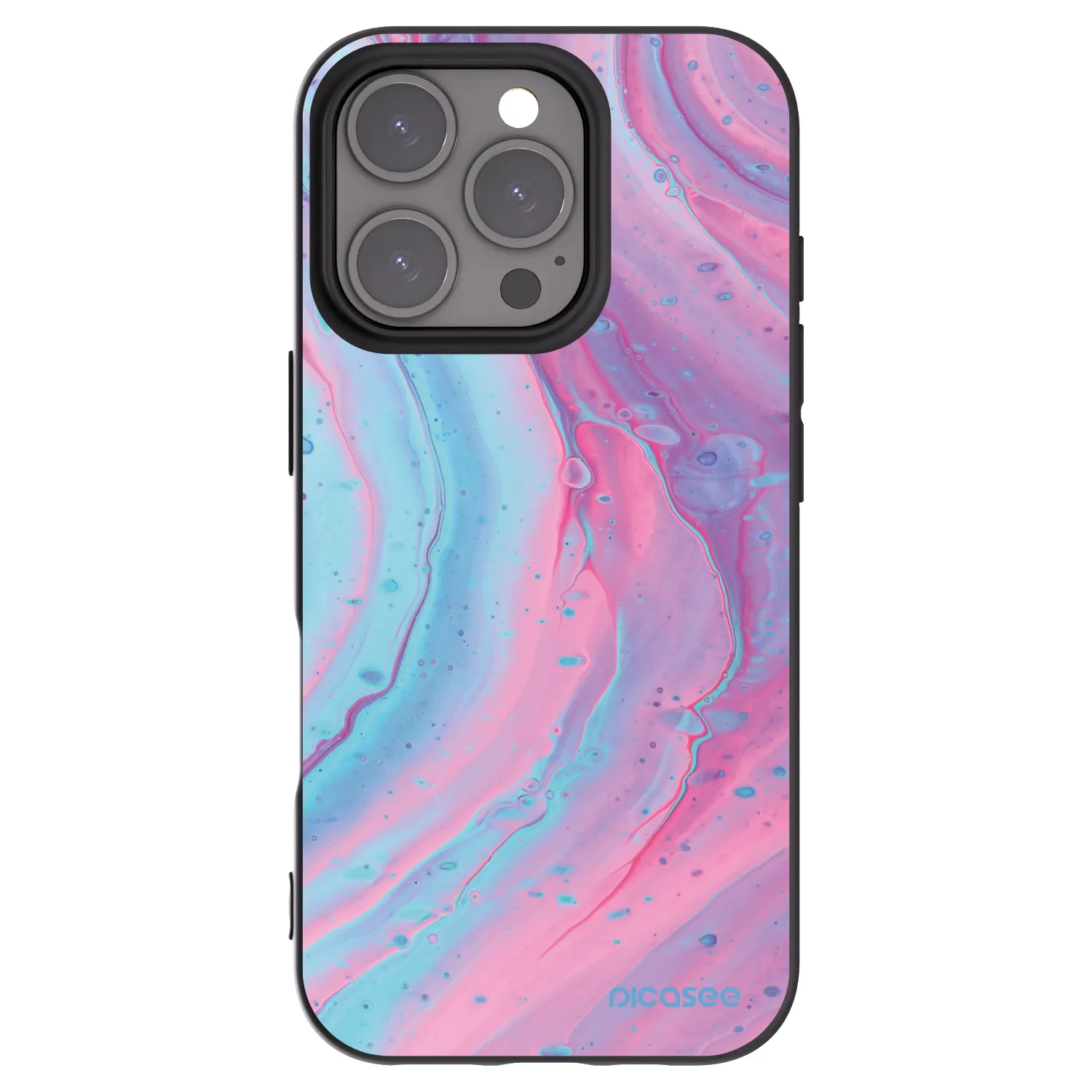Picasee crna silikonska maskica za Apple iPhone 16 Pro - Pink liquid