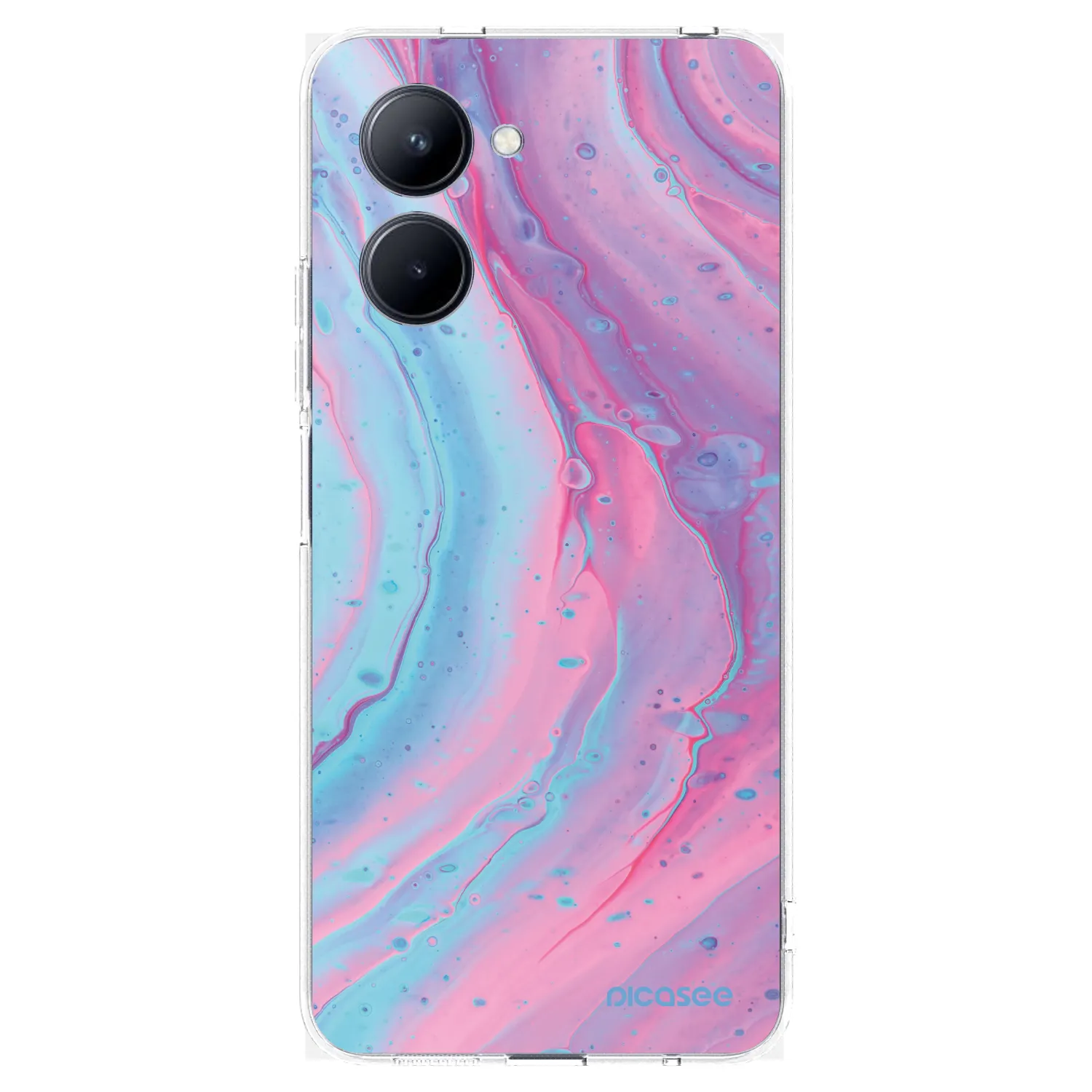 Picasee silikonska prozirna maskica za Realme C33 (2023) - Pink liquid