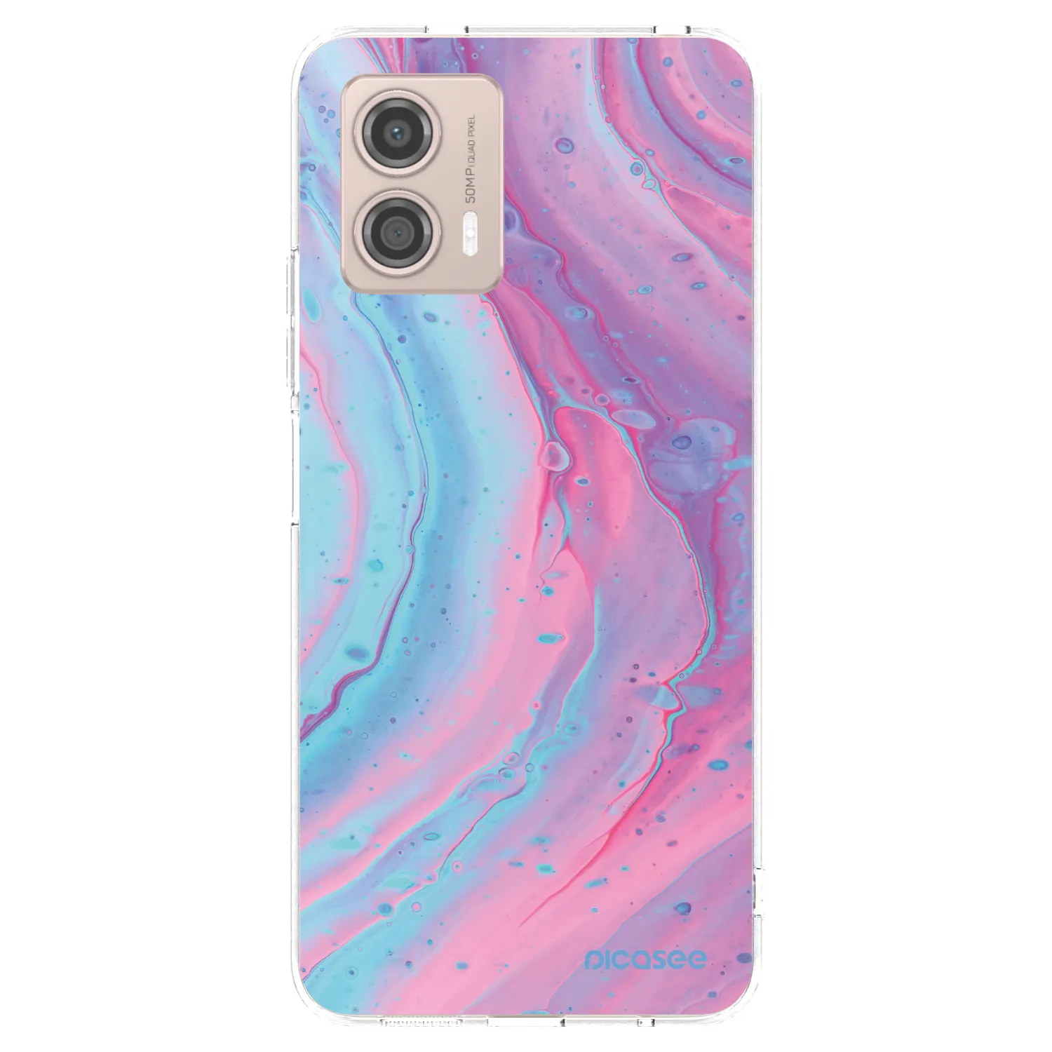 Picasee silikonska prozirna maskica za Motorola Moto G53 5G - Pink liquid