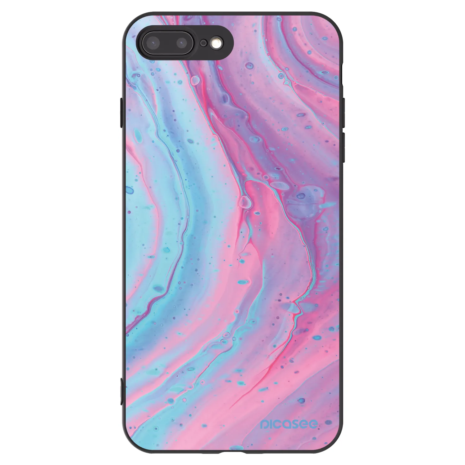 Picasee crna silikonska maskica za Apple iPhone 7 Plus - Pink liquid