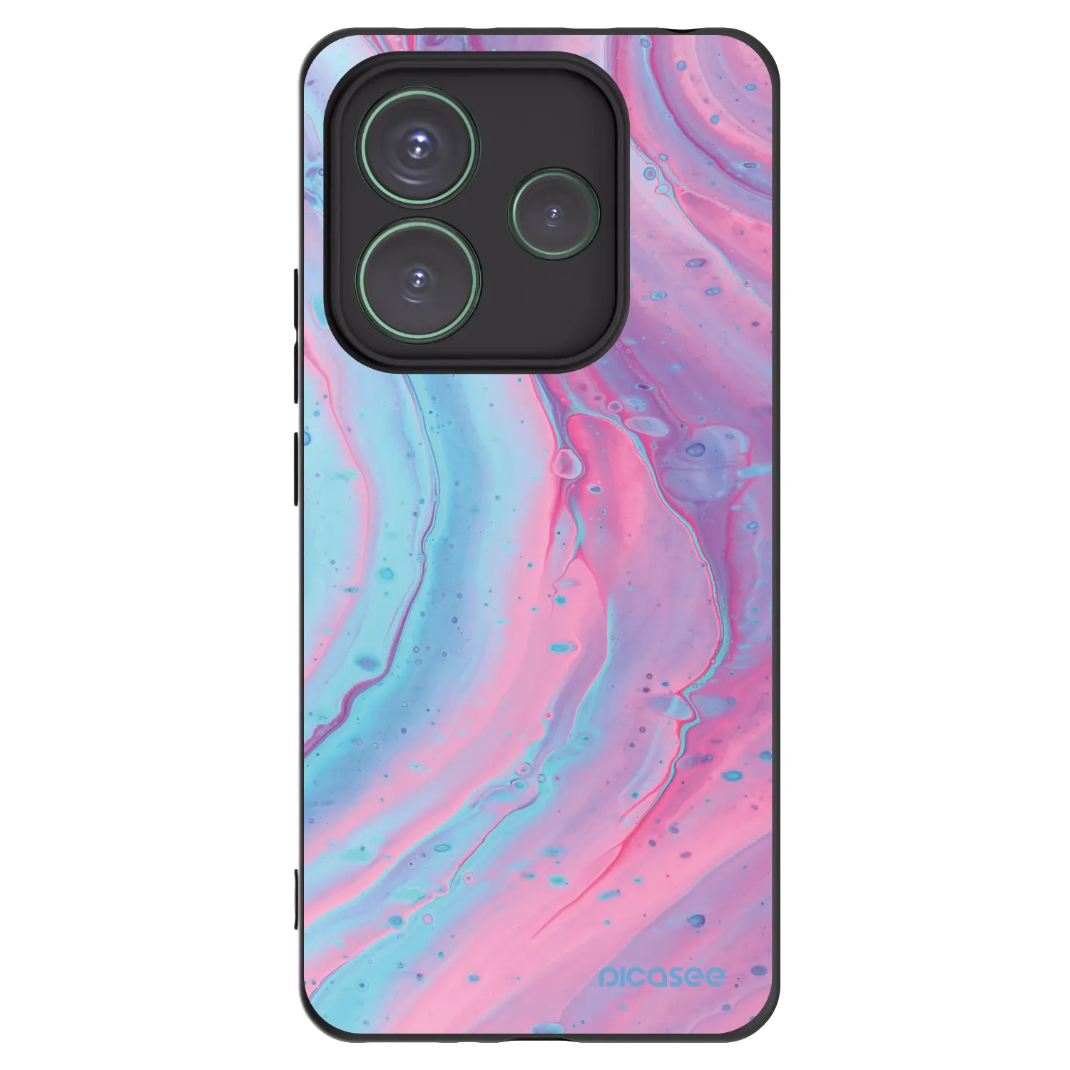 Picasee crna silikonska maskica za Xiaomi Redmi Note 14 5G - Pink liquid
