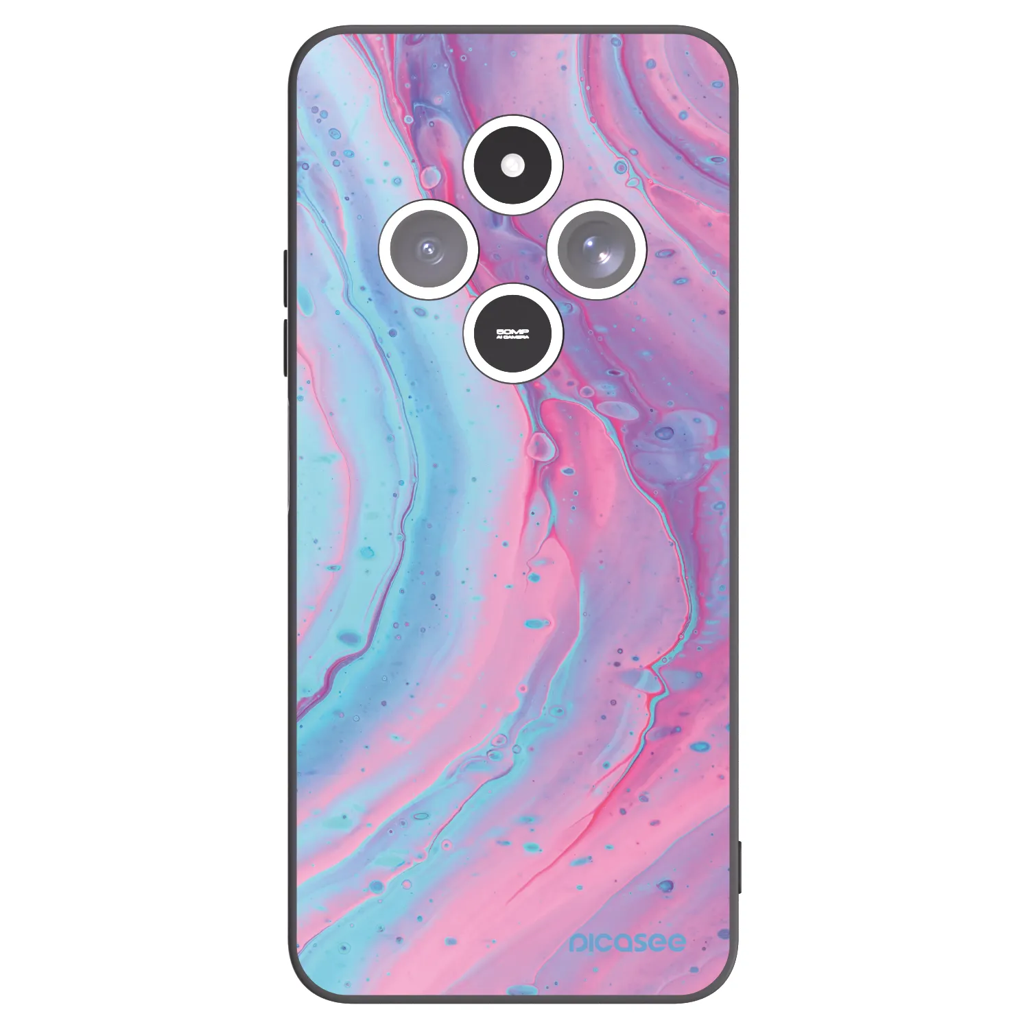 Picasee crna silikonska maskica za Xiaomi Redmi 14C - Pink liquid
