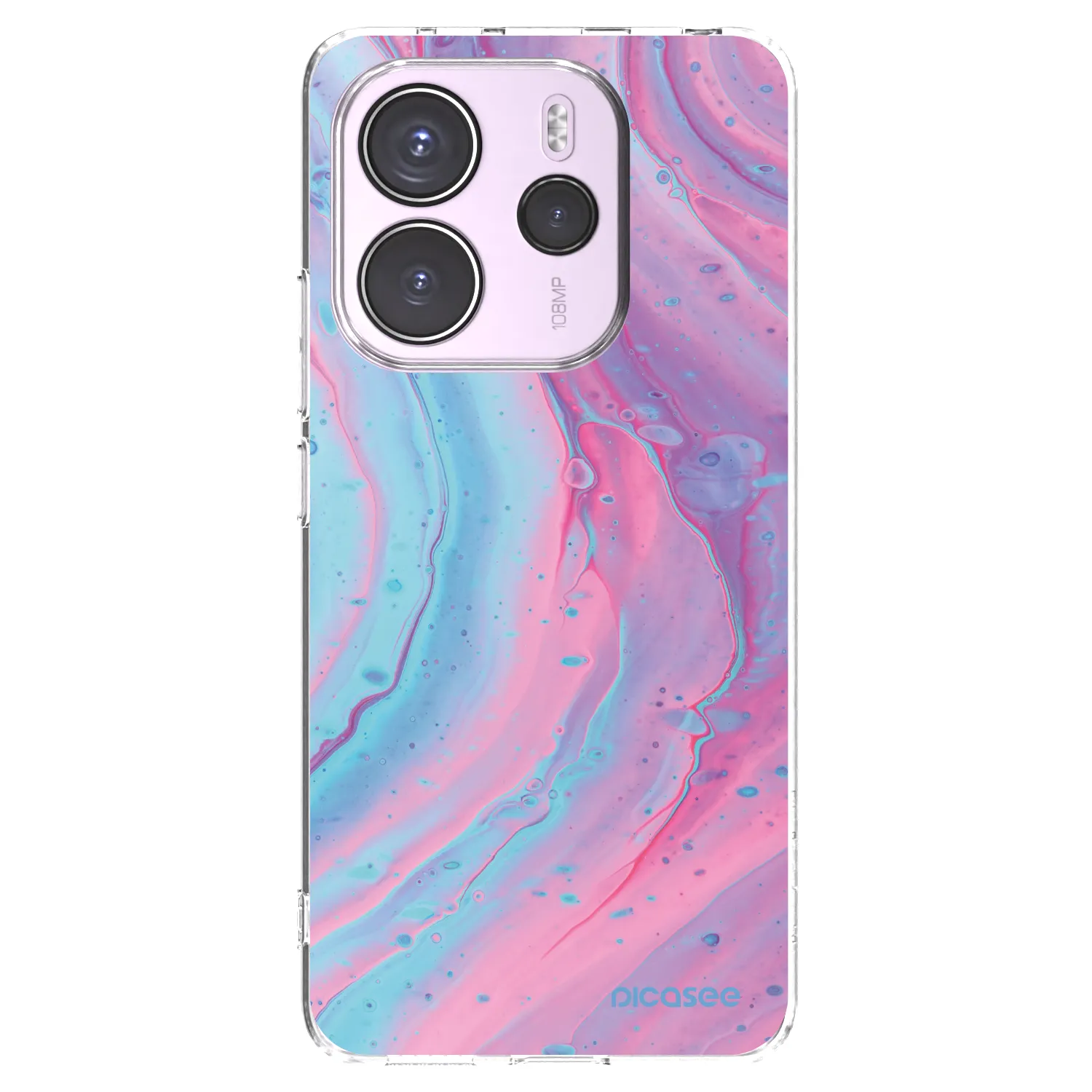 Picasee silikonska prozirna maskica za Xiaomi Redmi Note 14 4G - Pink liquid
