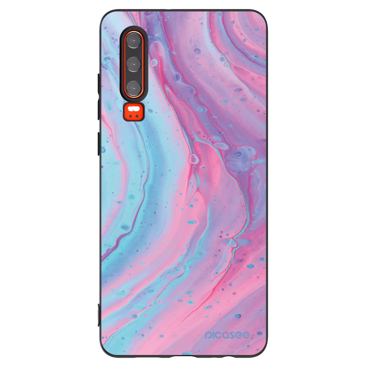 Picasee crna silikonska maskica za Huawei P30 - Pink liquid